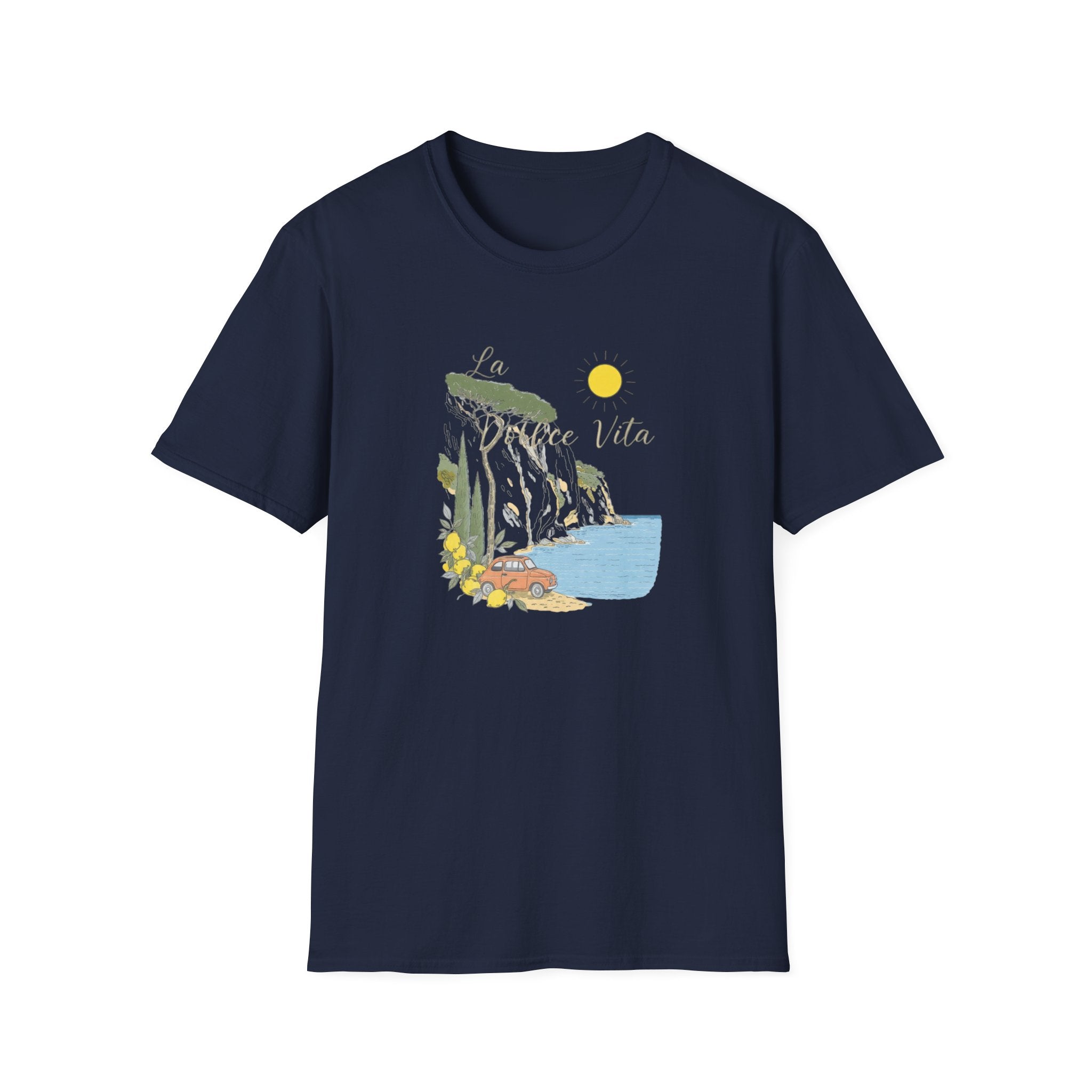 La Dolce Vita T-Shirt | Italian Summer Fiat 500 Lemon Coast Tee | Amalfi Coast Travel Shirt for Women Men | Mediterranean Vacation Gift