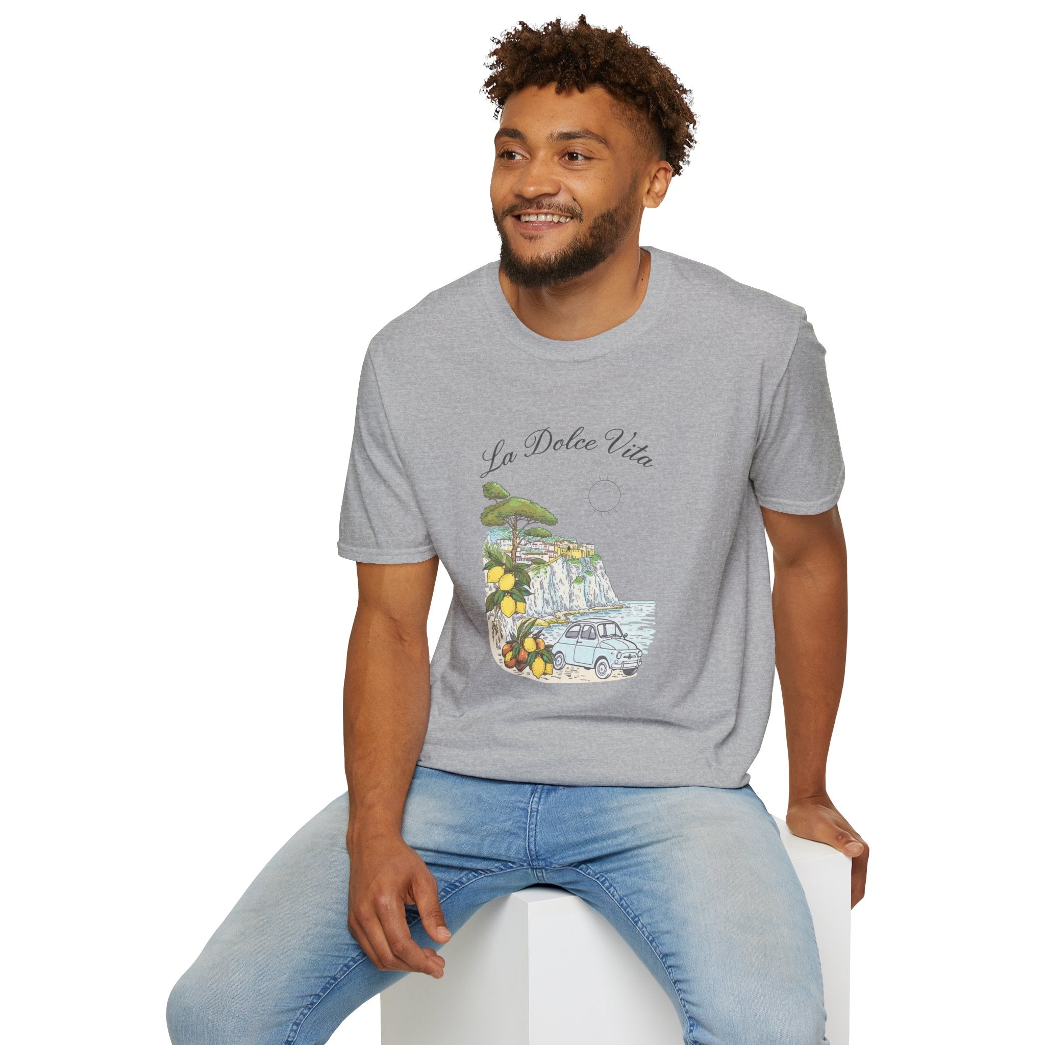 La Dolce Vita T-Shirt | Italian Summer Fiat 500 Lemon Coast Tee | Amalfi Positano Village Shirt | Mediterranean Travel Gift