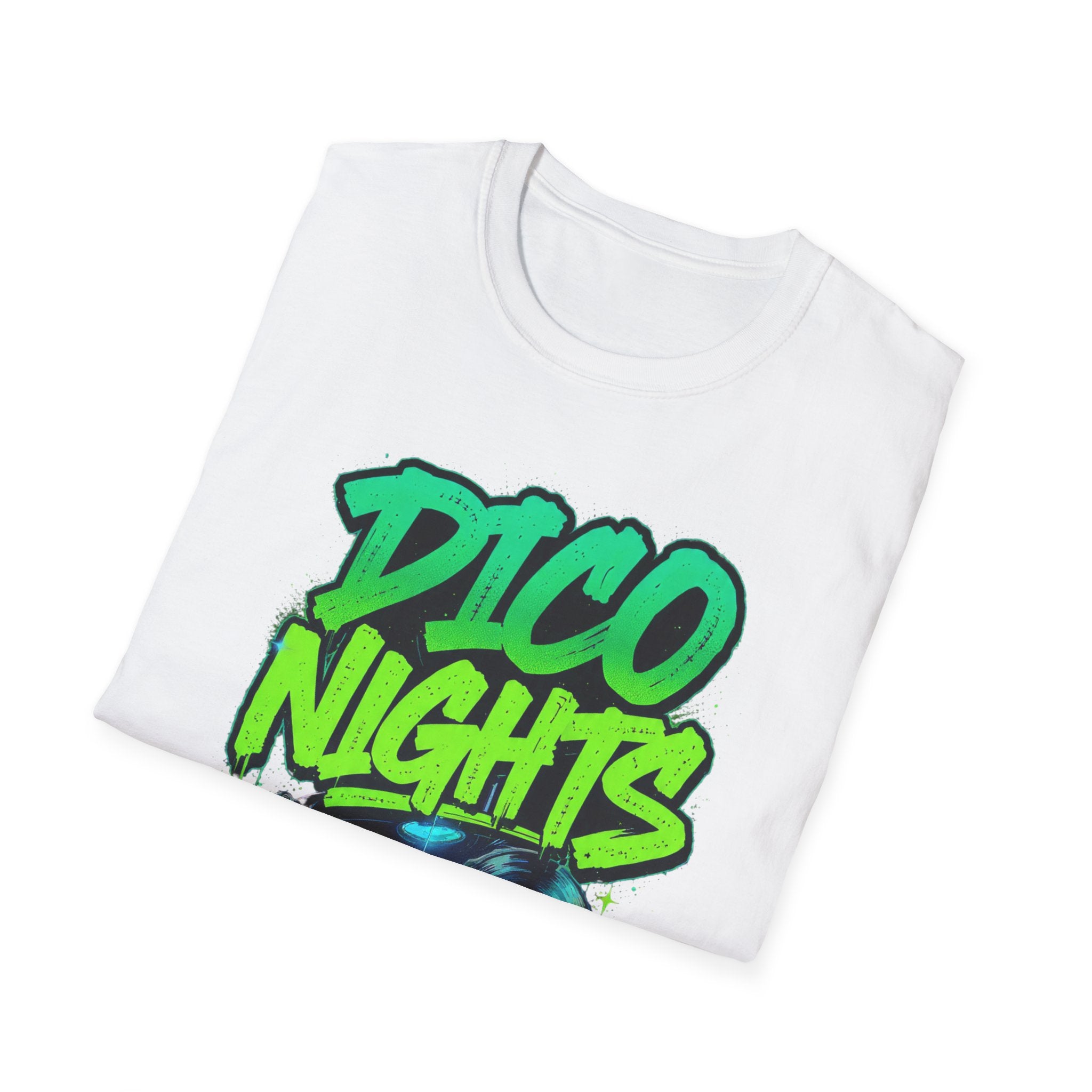 Disco Nights Retro Graphic T-Shirt, 80s Disco Party Shirt, Vintage Vinyl Record Tee, Neon Dance Club Shirt, Unisex Music Lover Gift Tee
