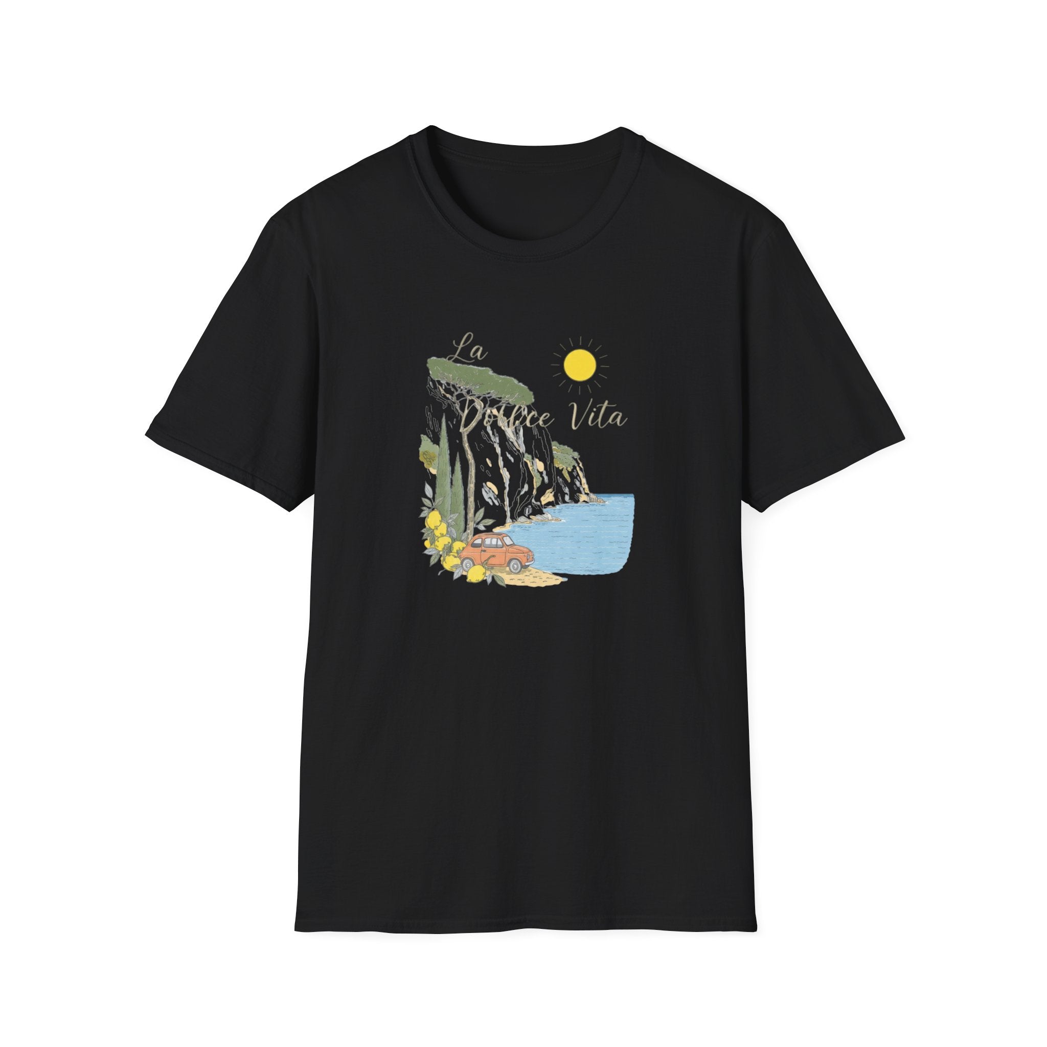 La Dolce Vita T-Shirt | Italian Summer Fiat 500 Lemon Coast Tee | Amalfi Coast Travel Shirt for Women Men | Mediterranean Vacation Gift