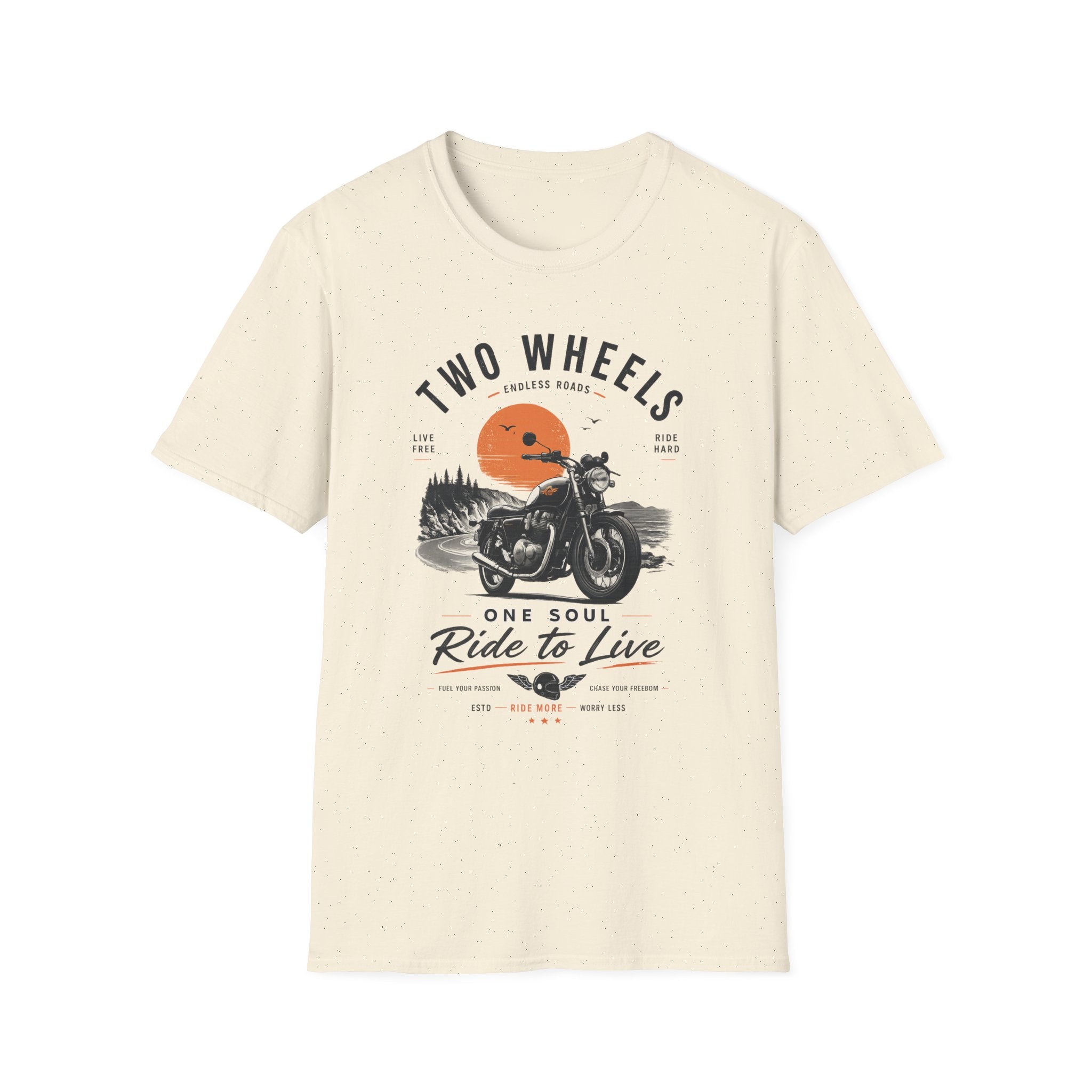 Two Wheels One Soul T-Shirt, Ride to Live Motorcycle Shirt, Biker Graphic Tee, Vintage Moto Rider Gift, Unisex Motorcycle Lover Top
