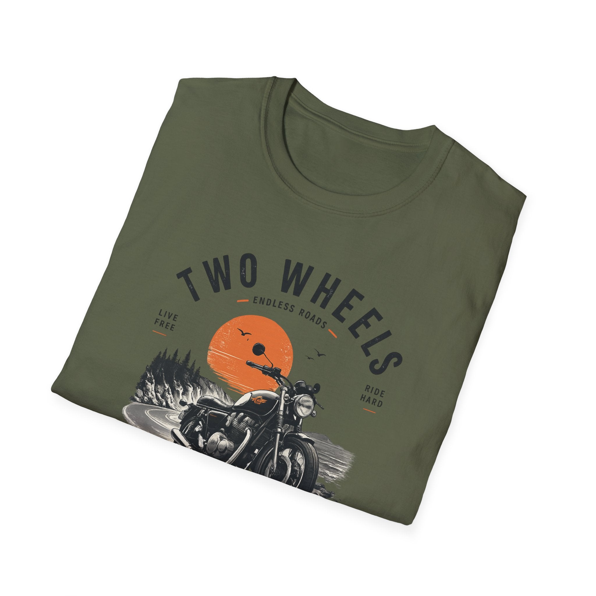 Two Wheels One Soul T-Shirt, Ride to Live Motorcycle Shirt, Biker Graphic Tee, Vintage Moto Rider Gift, Unisex Motorcycle Lover Top