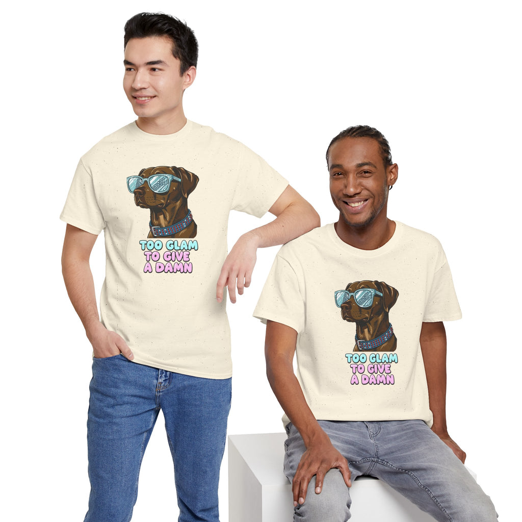 Too Glam to Give a Damn Funny Stylish Dog T-Shirt, Glam Dog Lover Graphic Tee, Cute Sassy Puppy Shirt, Trendy Pet Lover Gift, Unisex Casual
