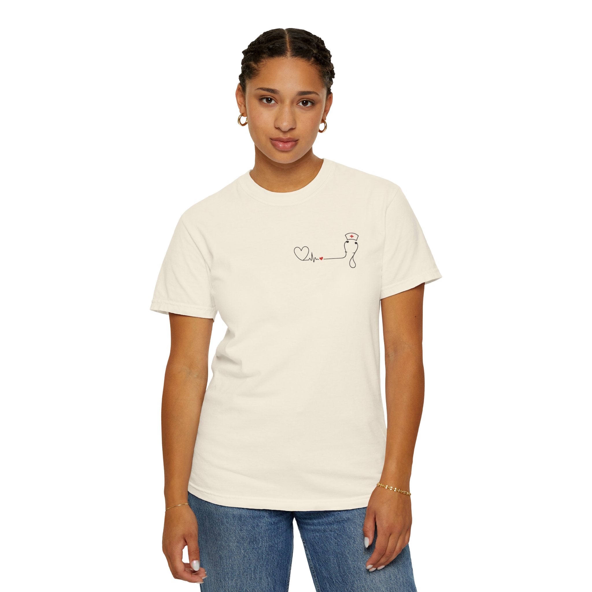 Minimalist Nurse Shirt | Heartbeat EKG Nurse Cap Tee | RN Gift | Nursing Student Gift | Healthcare Worker T-Shirt