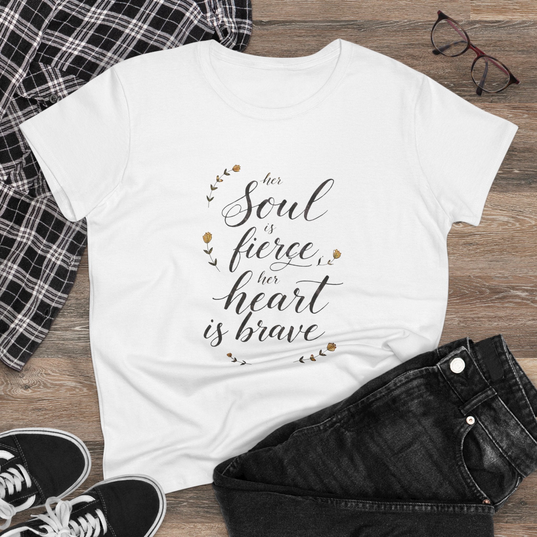 Her Soul is Fierce Her Heart is Brave T-Shirt | Mother's Day Gift | Inspirational Women's Tee
