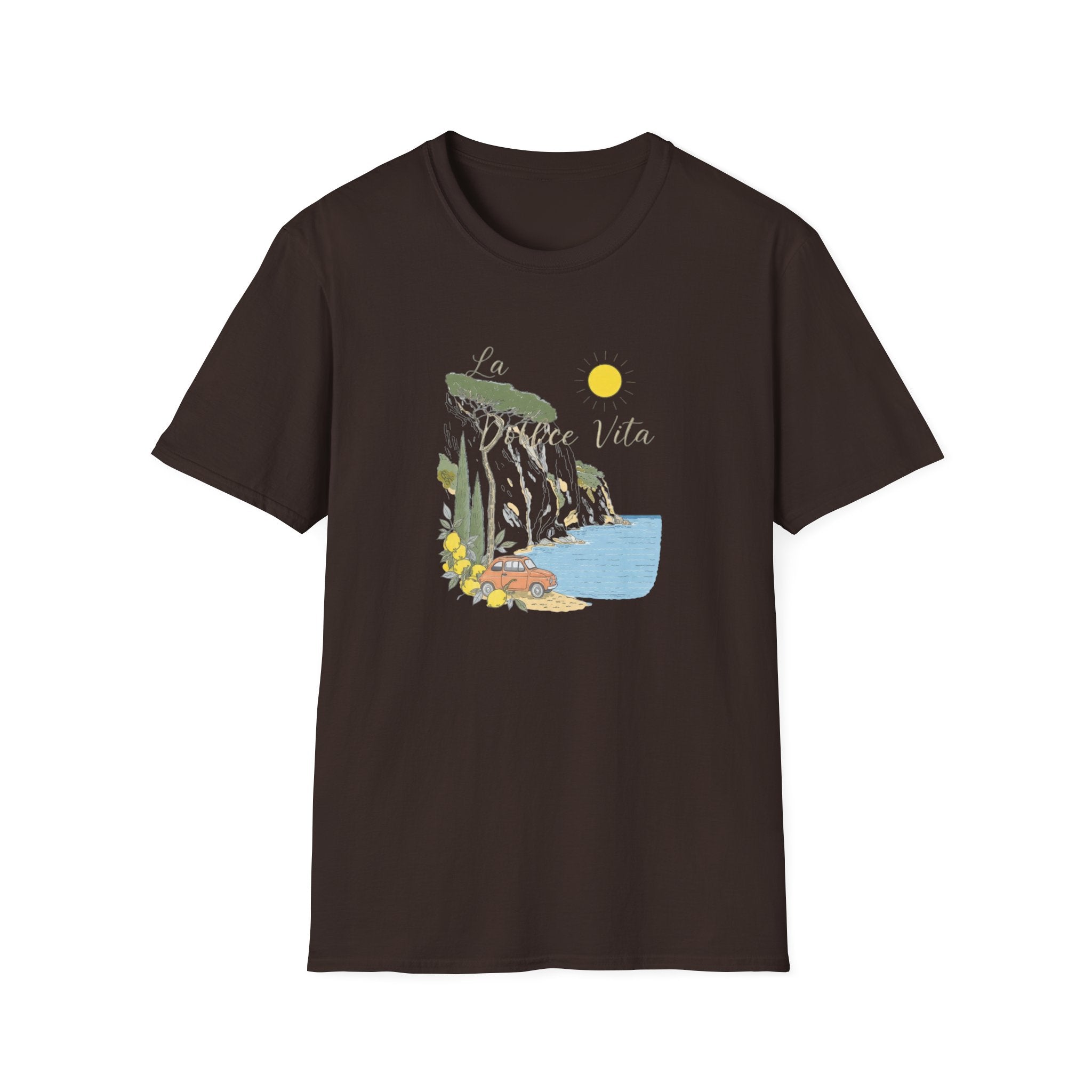 La Dolce Vita T-Shirt | Italian Summer Fiat 500 Lemon Coast Tee | Amalfi Coast Travel Shirt for Women Men | Mediterranean Vacation Gift