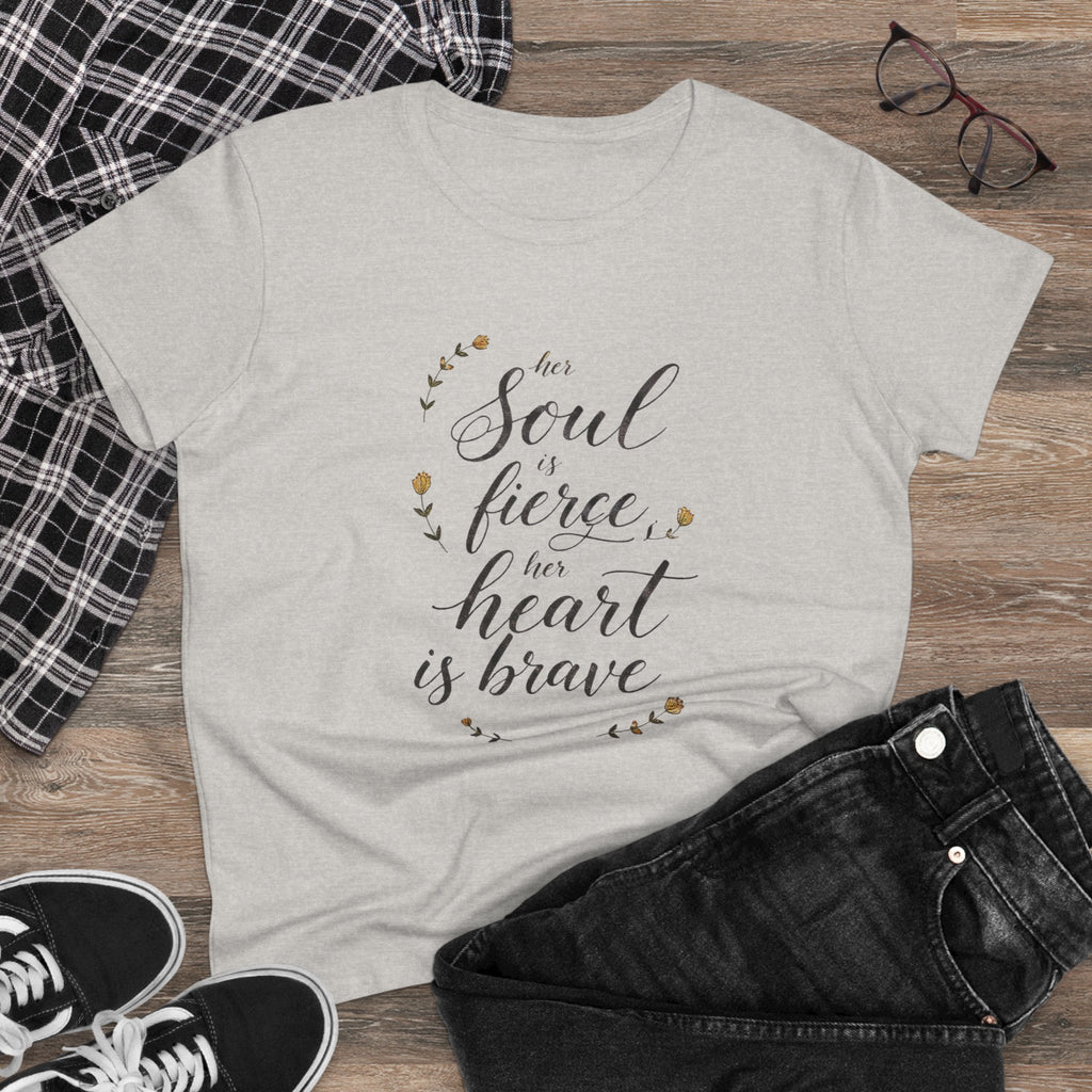 Her Soul is Fierce Her Heart is Brave T-Shirt | Mother's Day Gift | Inspirational Women's Tee