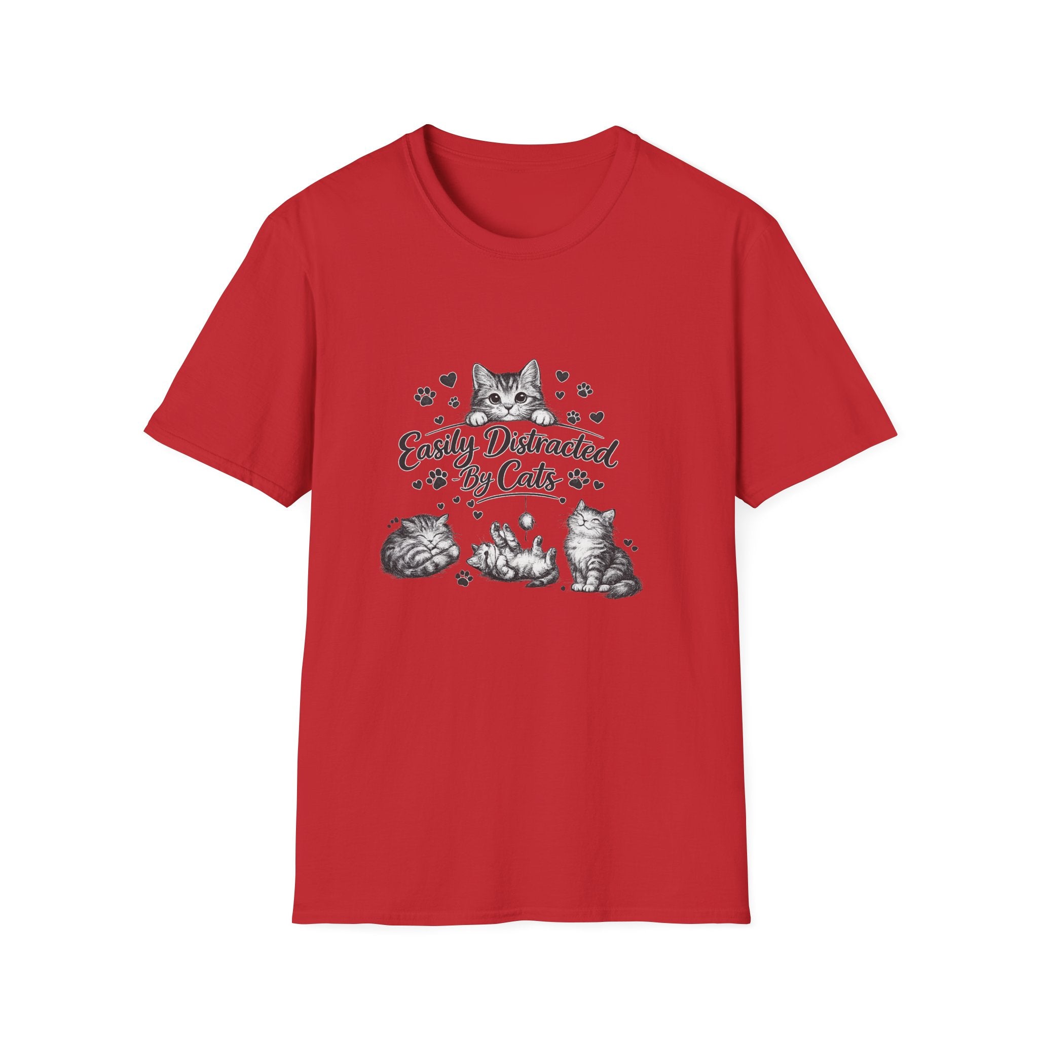 Easily Distracted By Cats SVG PNG, Cute Cat Lover Shirt Design, Funny Kitten Digital Download, Cat Mom Sublimation, Hand Drawn Kitty Clipart