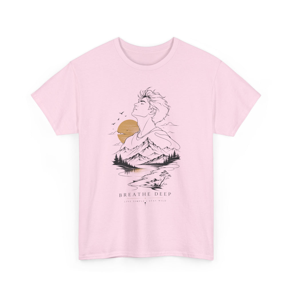 Breathe Deep Mountain Nature T-Shirt, Minimalist Outdoor Graphic Tee, Hiking Lover Shirt, Adventure Aesthetic Tee, Wilderness Nature Gift