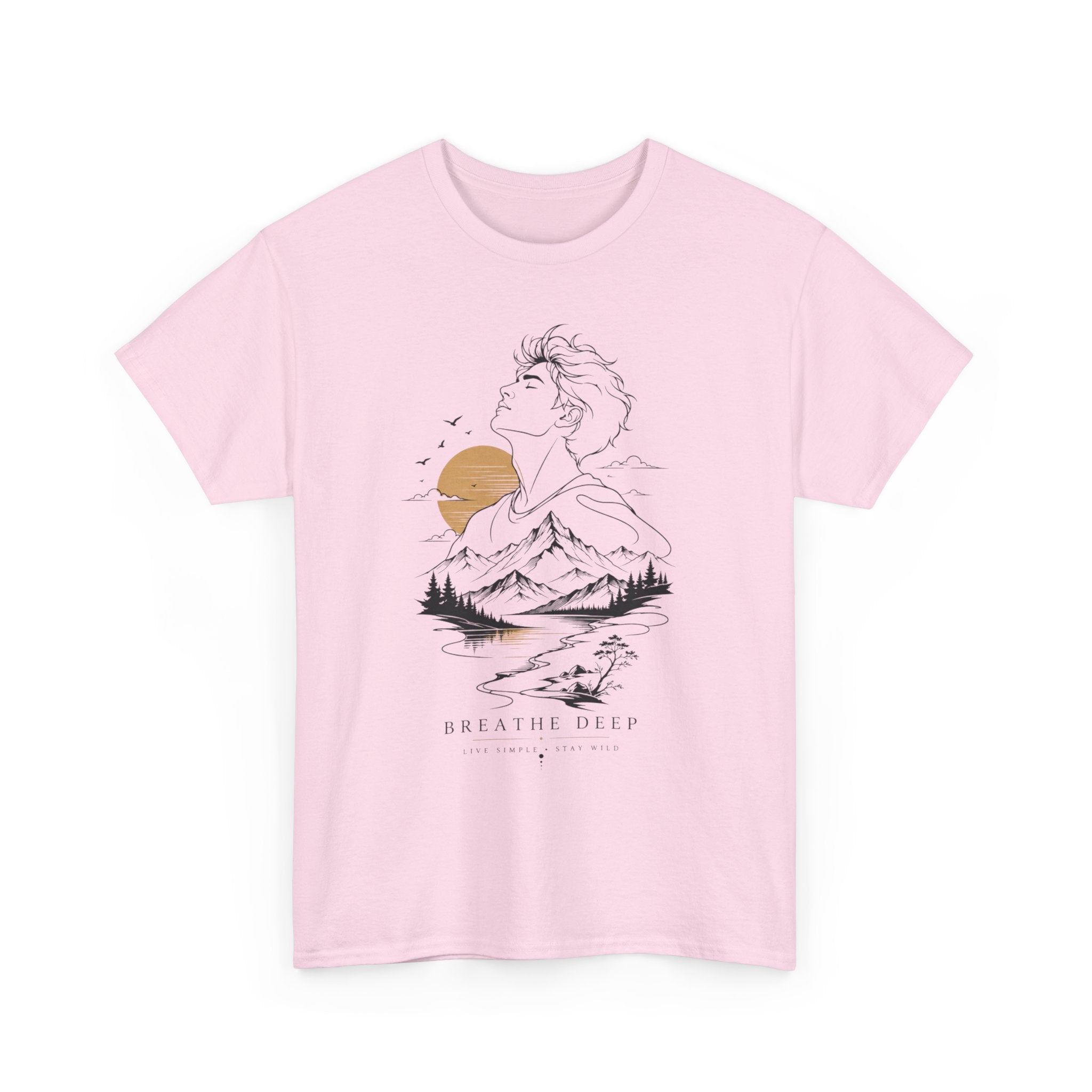 Breathe Deep Mountain Nature T-Shirt, Minimalist Outdoor Graphic Tee, Hiking Lover Shirt, Adventure Aesthetic Tee, Wilderness Nature Gift