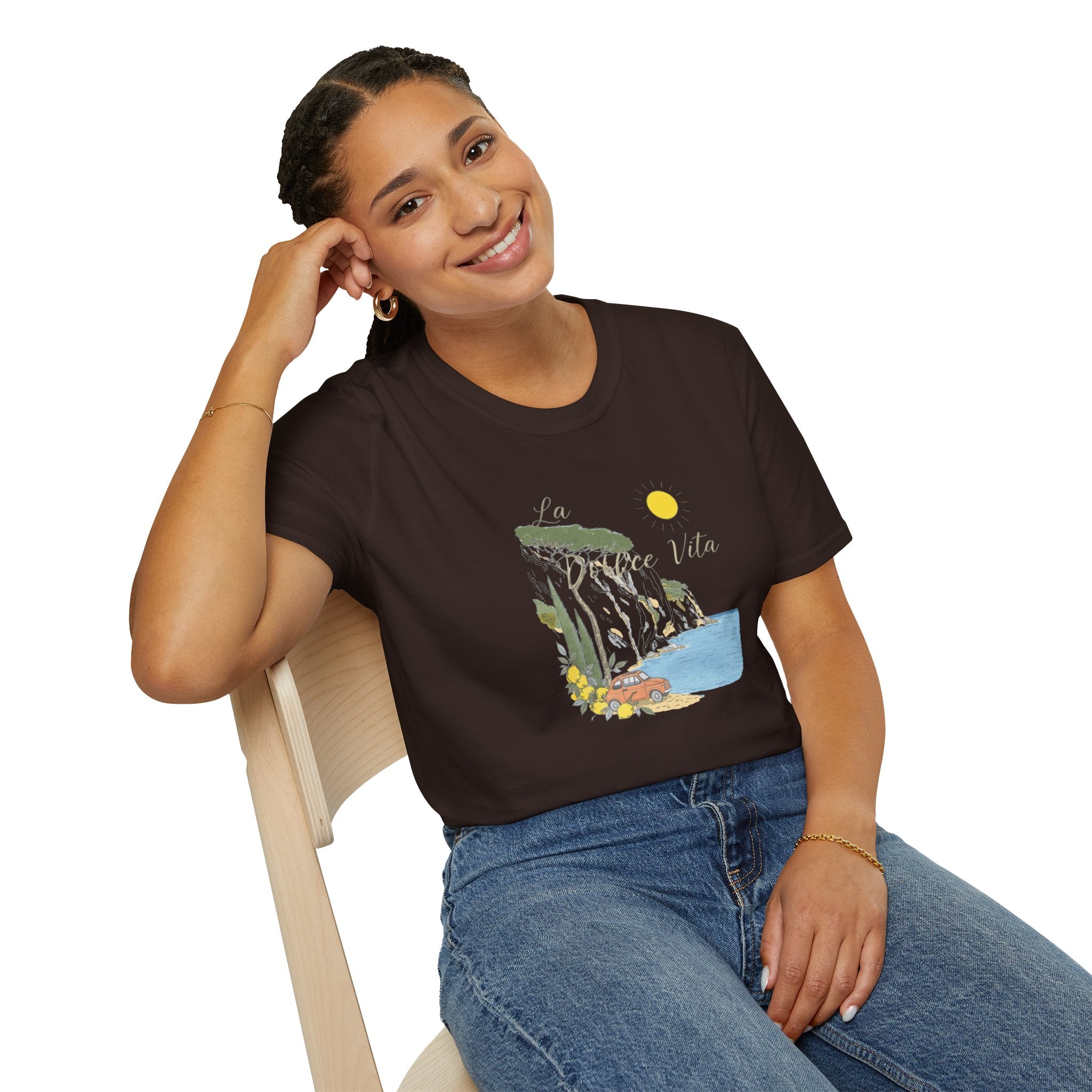 La Dolce Vita T-Shirt | Italian Summer Fiat 500 Lemon Coast Tee | Amalfi Coast Travel Shirt for Women Men | Mediterranean Vacation Gift