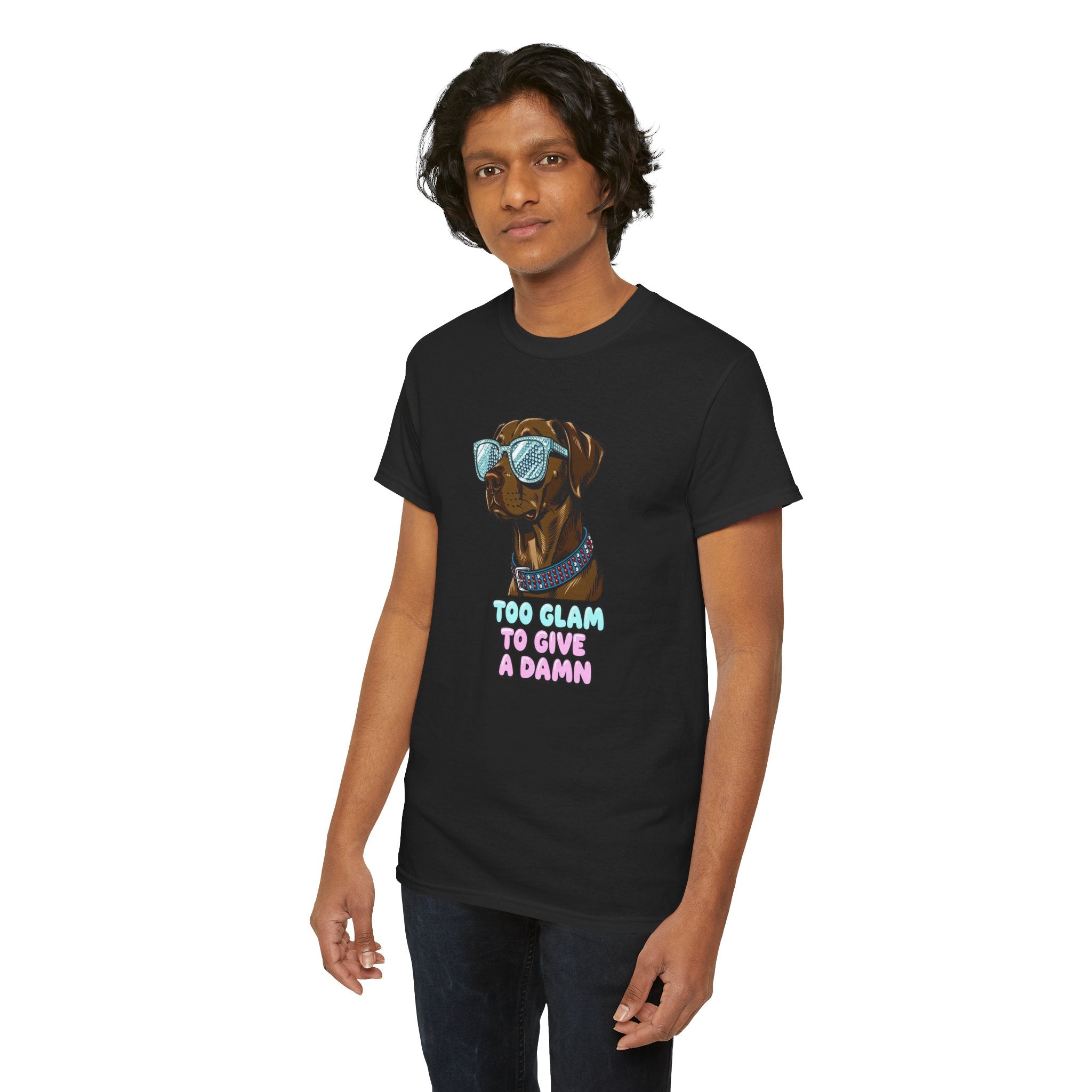 Too Glam to Give a Damn Funny Stylish Dog T-Shirt, Glam Dog Lover Graphic Tee, Cute Sassy Puppy Shirt, Trendy Pet Lover Gift, Unisex Casual