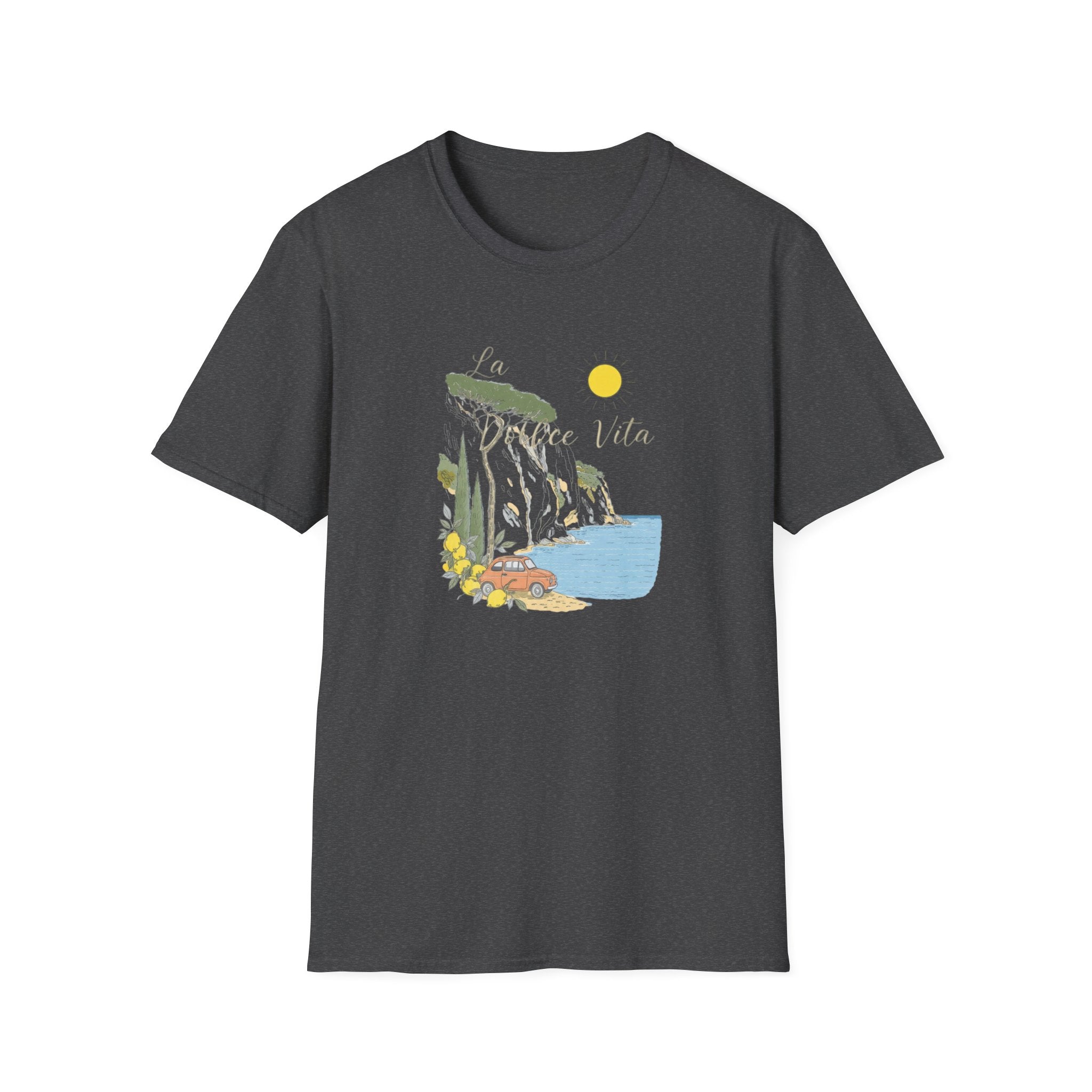 La Dolce Vita T-Shirt | Italian Summer Fiat 500 Lemon Coast Tee | Amalfi Coast Travel Shirt for Women Men | Mediterranean Vacation Gift