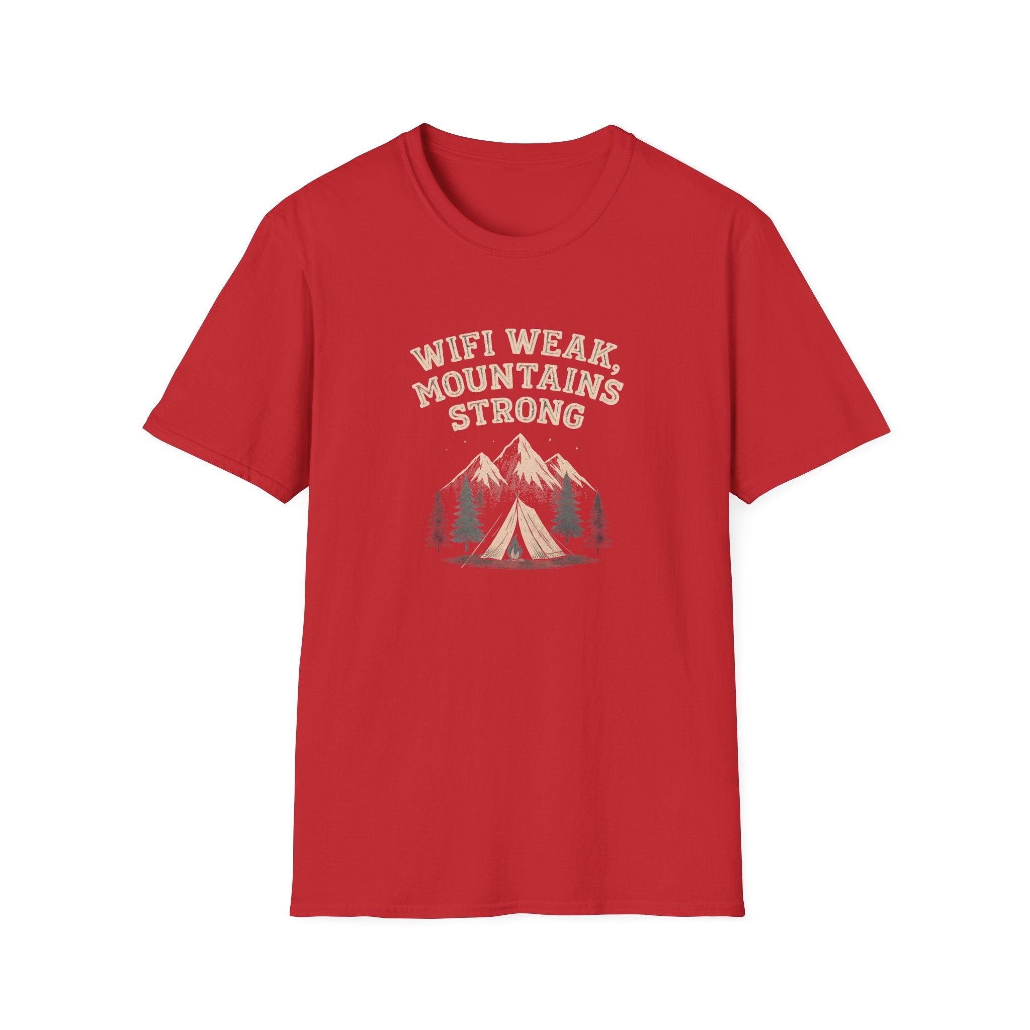 Wifi Weak Mountains Strong T-Shirt, Funny Camping Shirt, Outdoor Hiking Tee, Nature Lover Gift, Unisex Graphic Tee