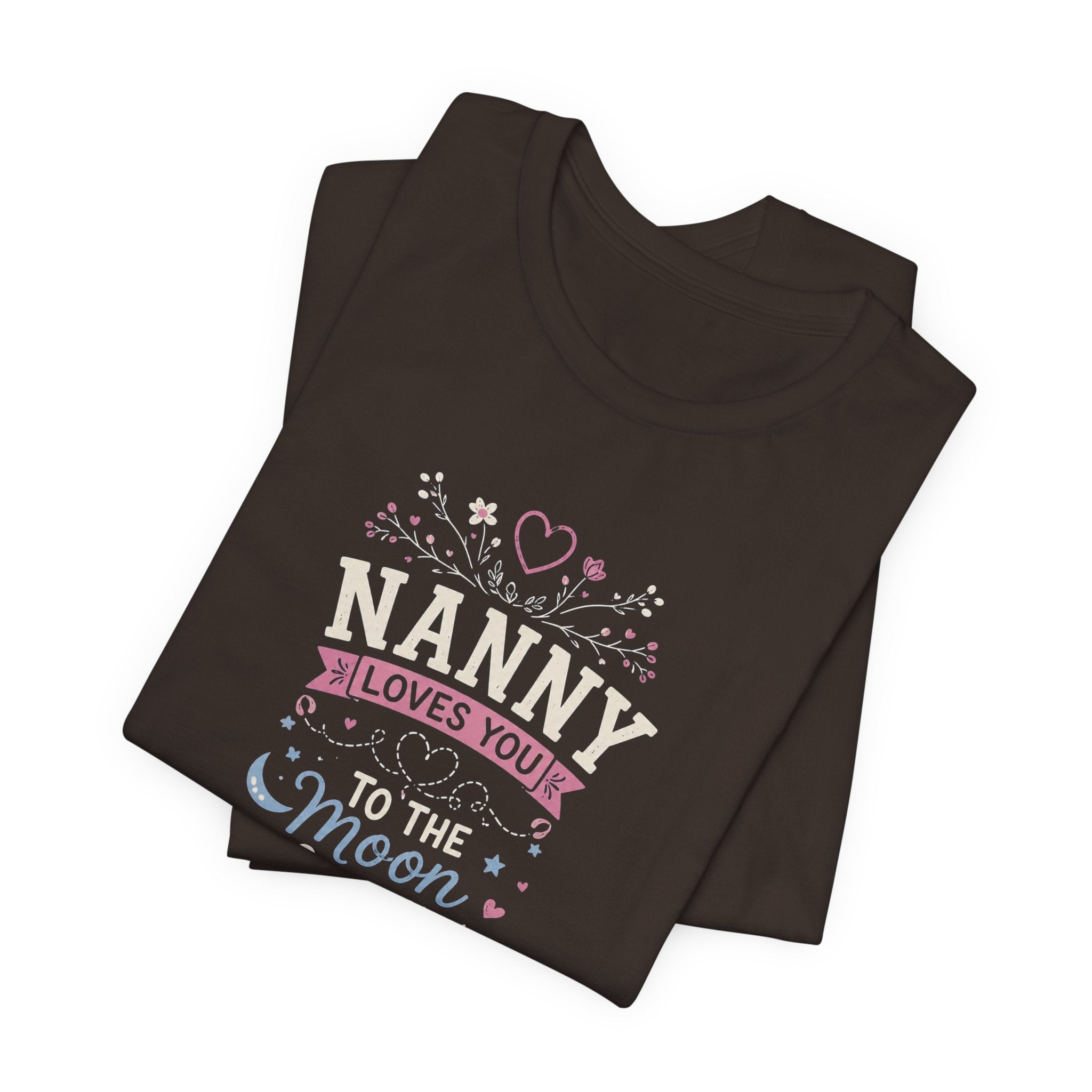 Nanny Loves You To The Moon And Back Shirt | Cute Nanny Gift T-Shirt | Baby Feet Family Love Tee | Grandma Style Graphic Tee