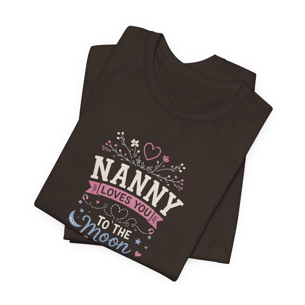 Nanny Loves You To The Moon And Back Shirt | Cute Nanny Gift T-Shirt | Baby Feet Family Love Tee | Grandma Style Graphic Tee