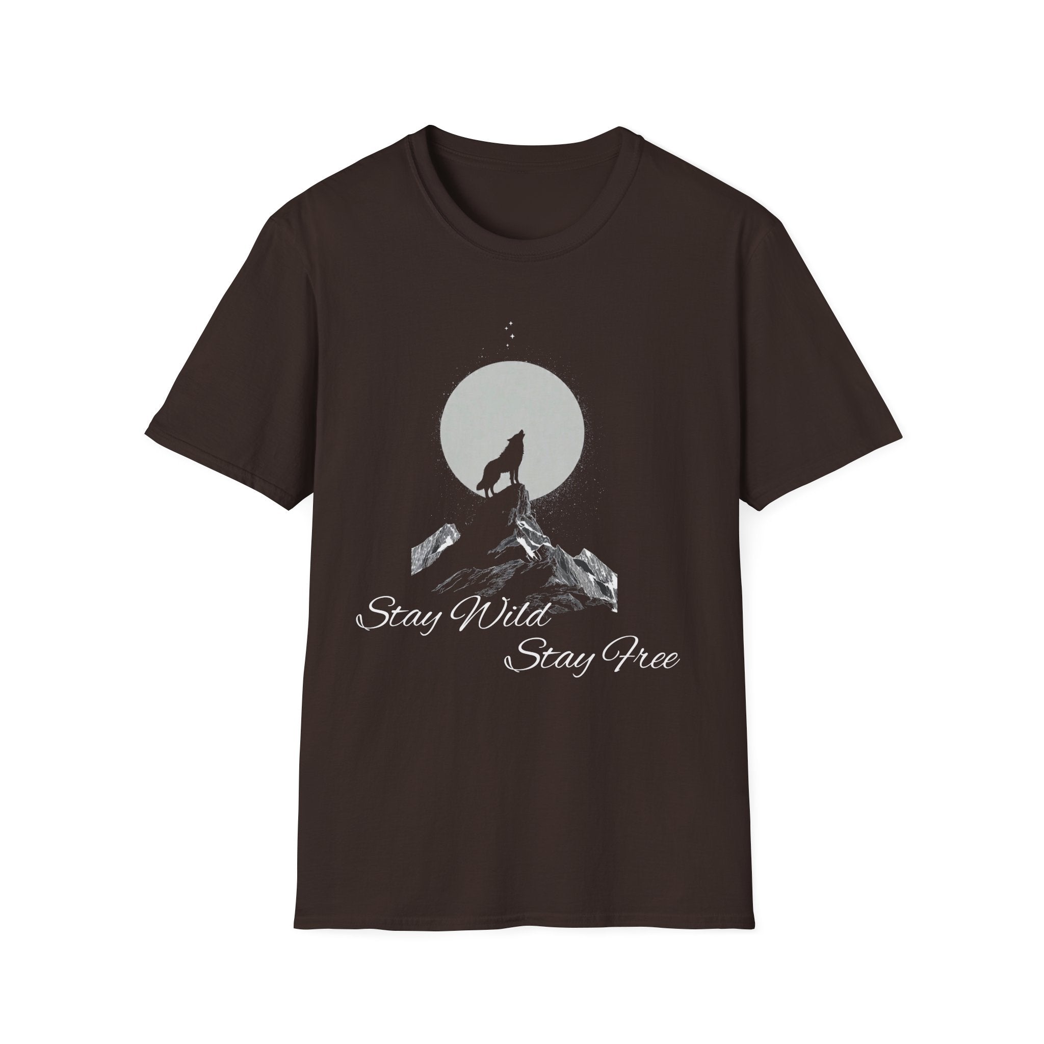 Howling Wolf Moon T-Shirt, Stay Wild Stay Free Shirt, Aesthetic Nature Tee, Wilderness Graphic Tee, Gift for Outdoor Lovers