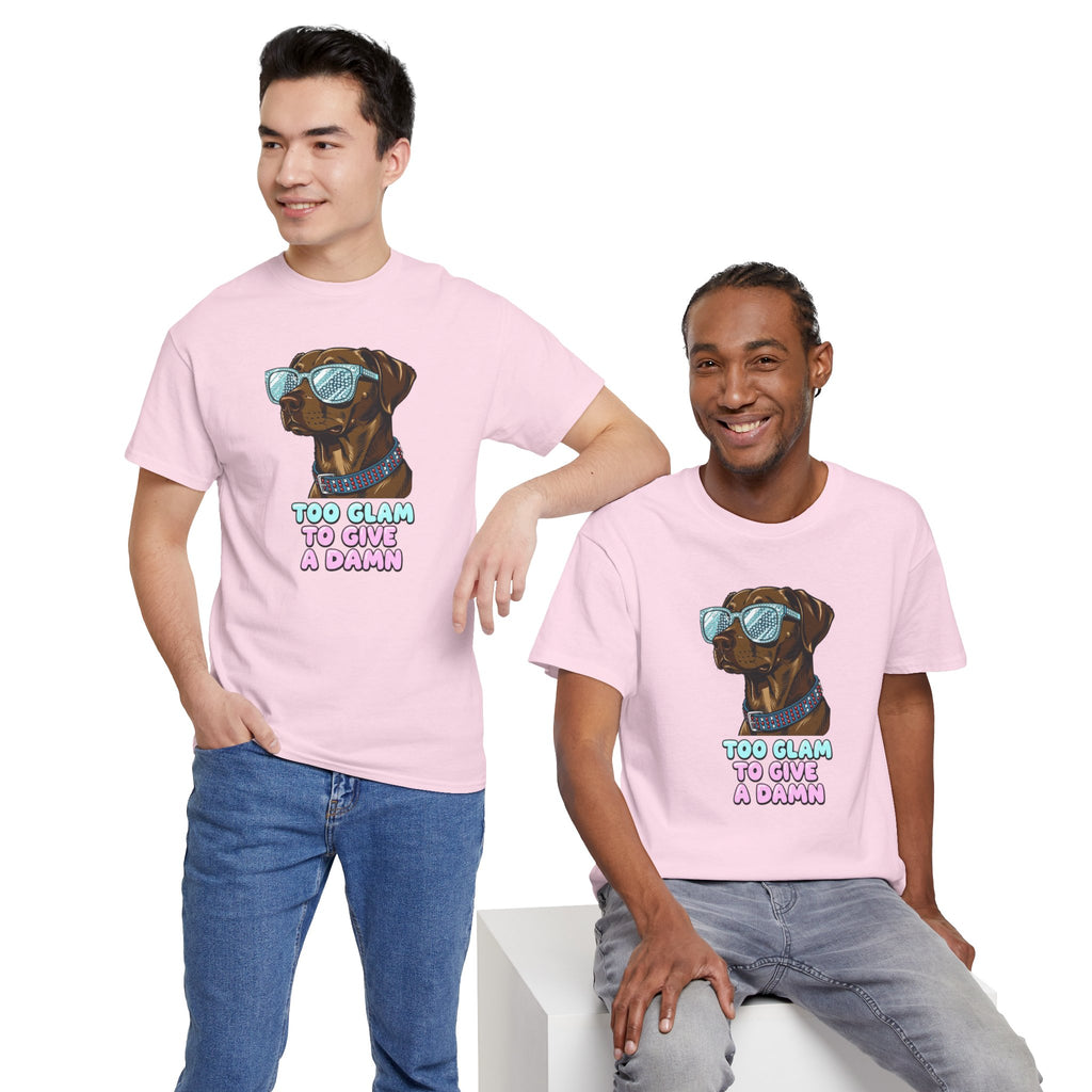 Too Glam to Give a Damn Funny Stylish Dog T-Shirt, Glam Dog Lover Graphic Tee, Cute Sassy Puppy Shirt, Trendy Pet Lover Gift, Unisex Casual
