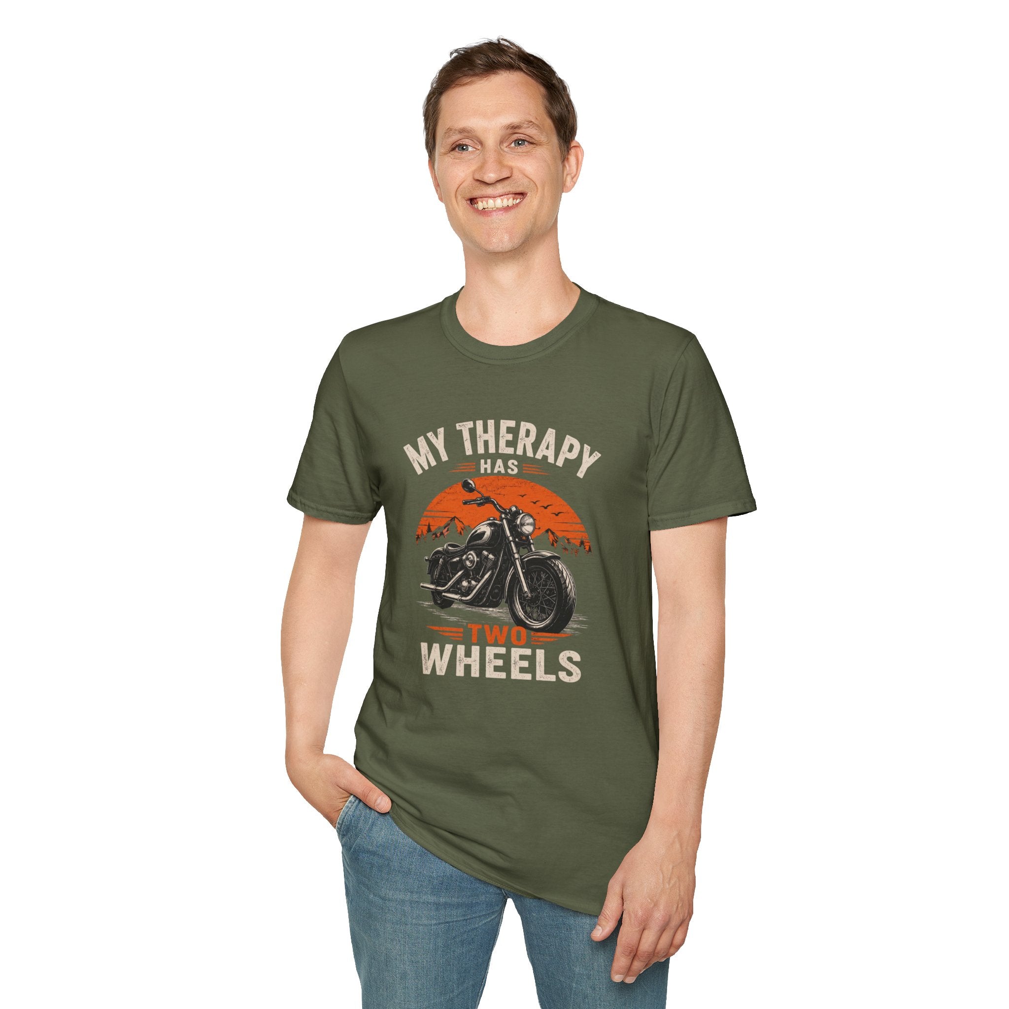 My Therapy Has Two Wheels Shirt, Funny Motorcycle Rider Tee, Biker Graphic T-Shirt, Vintage Motorcycle Shirt, Gift for Biker Men