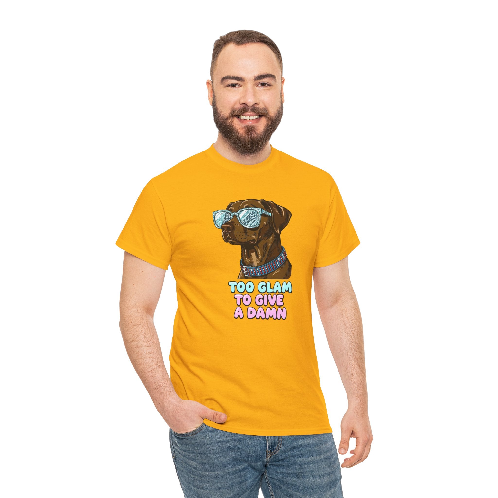 Too Glam to Give a Damn Funny Stylish Dog T-Shirt, Glam Dog Lover Graphic Tee, Cute Sassy Puppy Shirt, Trendy Pet Lover Gift, Unisex Casual