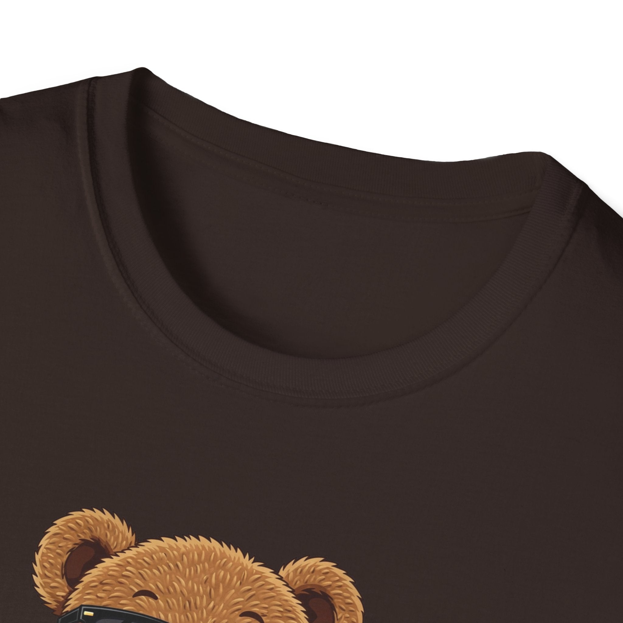 Cute Bear Graphic T-Shirt, Trendy Teddy Bear Shirt, Funny Bear With Boba Tee, Streetwear Animal Tee, Kawaii Bear Gift, Unisex Black Shirt