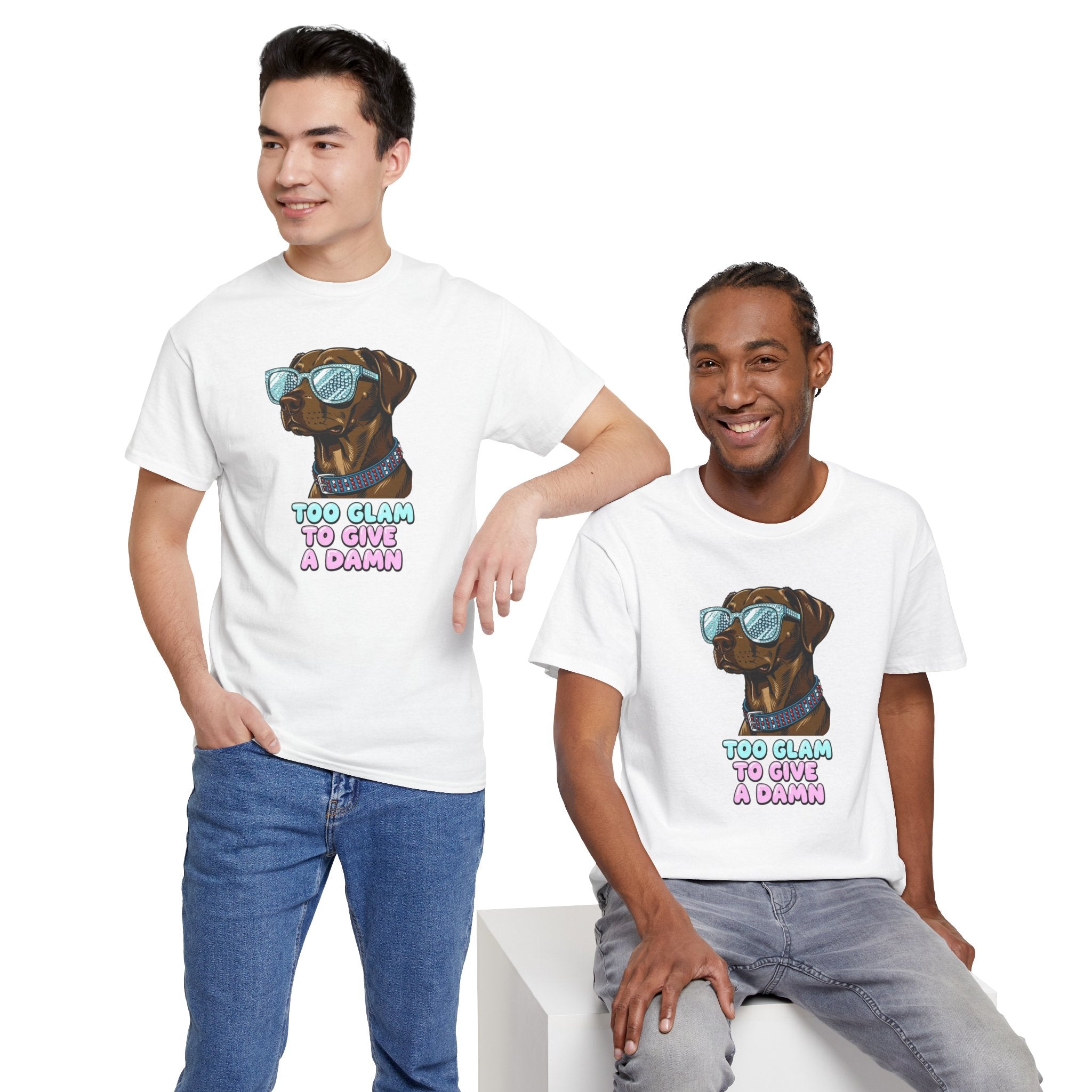 Too Glam to Give a Damn Funny Stylish Dog T-Shirt, Glam Dog Lover Graphic Tee, Cute Sassy Puppy Shirt, Trendy Pet Lover Gift, Unisex Casual