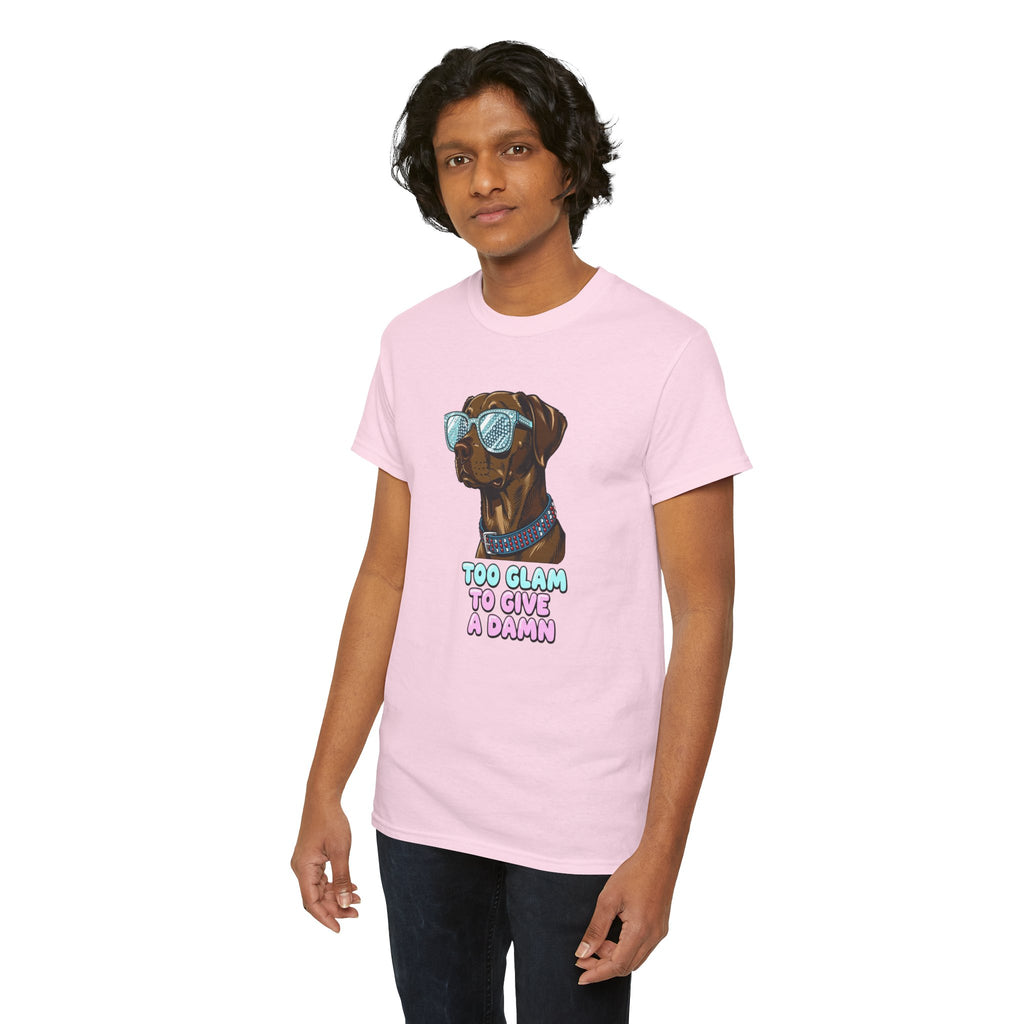 Too Glam to Give a Damn Funny Stylish Dog T-Shirt, Glam Dog Lover Graphic Tee, Cute Sassy Puppy Shirt, Trendy Pet Lover Gift, Unisex Casual