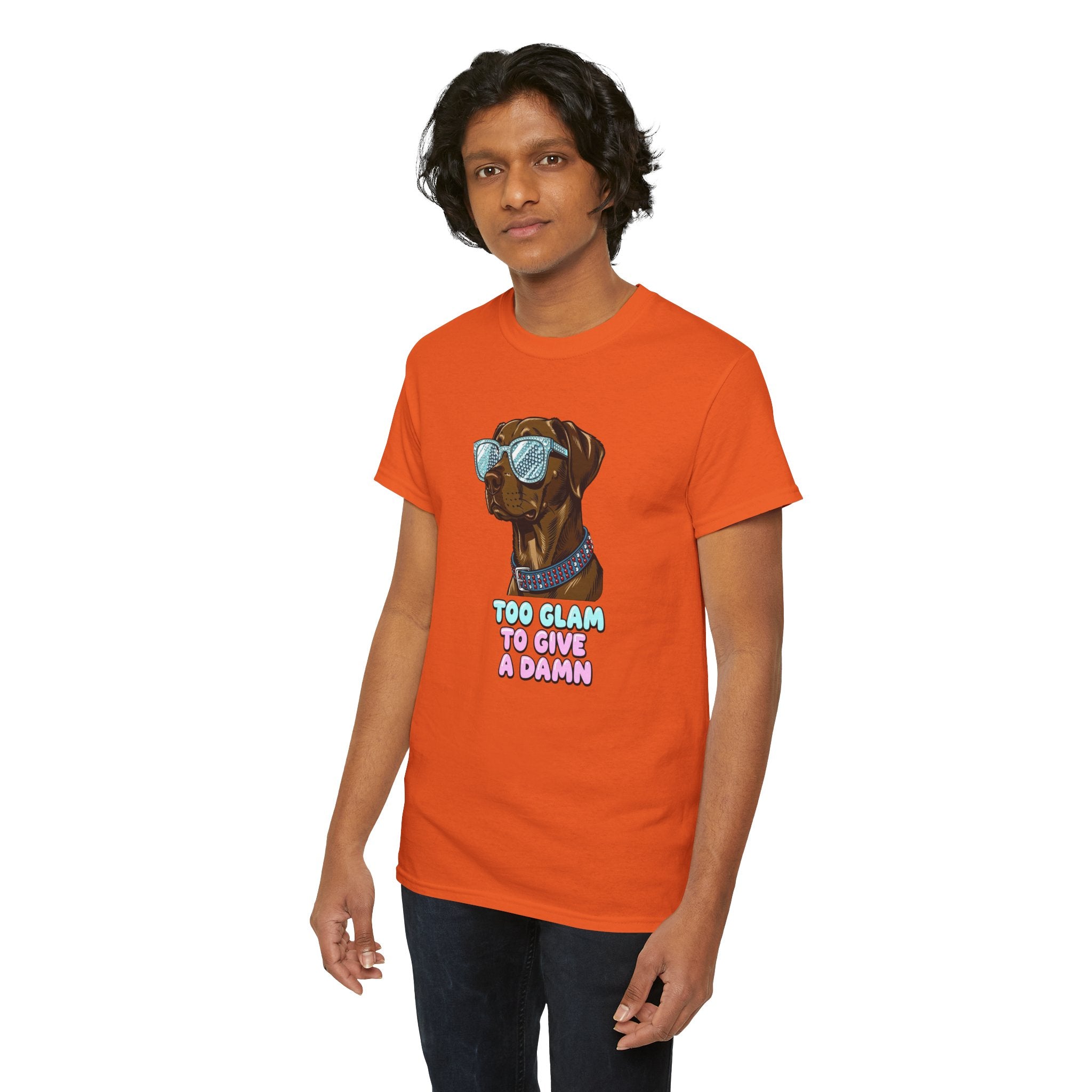 Too Glam to Give a Damn Funny Stylish Dog T-Shirt, Glam Dog Lover Graphic Tee, Cute Sassy Puppy Shirt, Trendy Pet Lover Gift, Unisex Casual