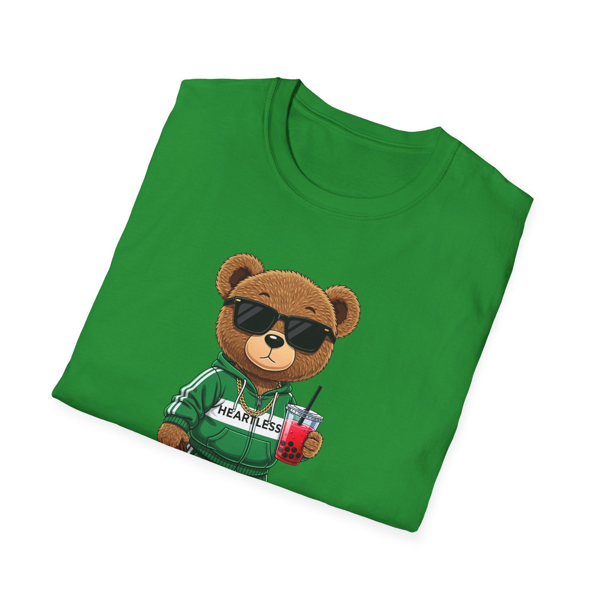 Cute Bear Graphic T-Shirt, Trendy Teddy Bear Shirt, Funny Bear With Boba Tee, Streetwear Animal Tee, Kawaii Bear Gift, Unisex Black Shirt