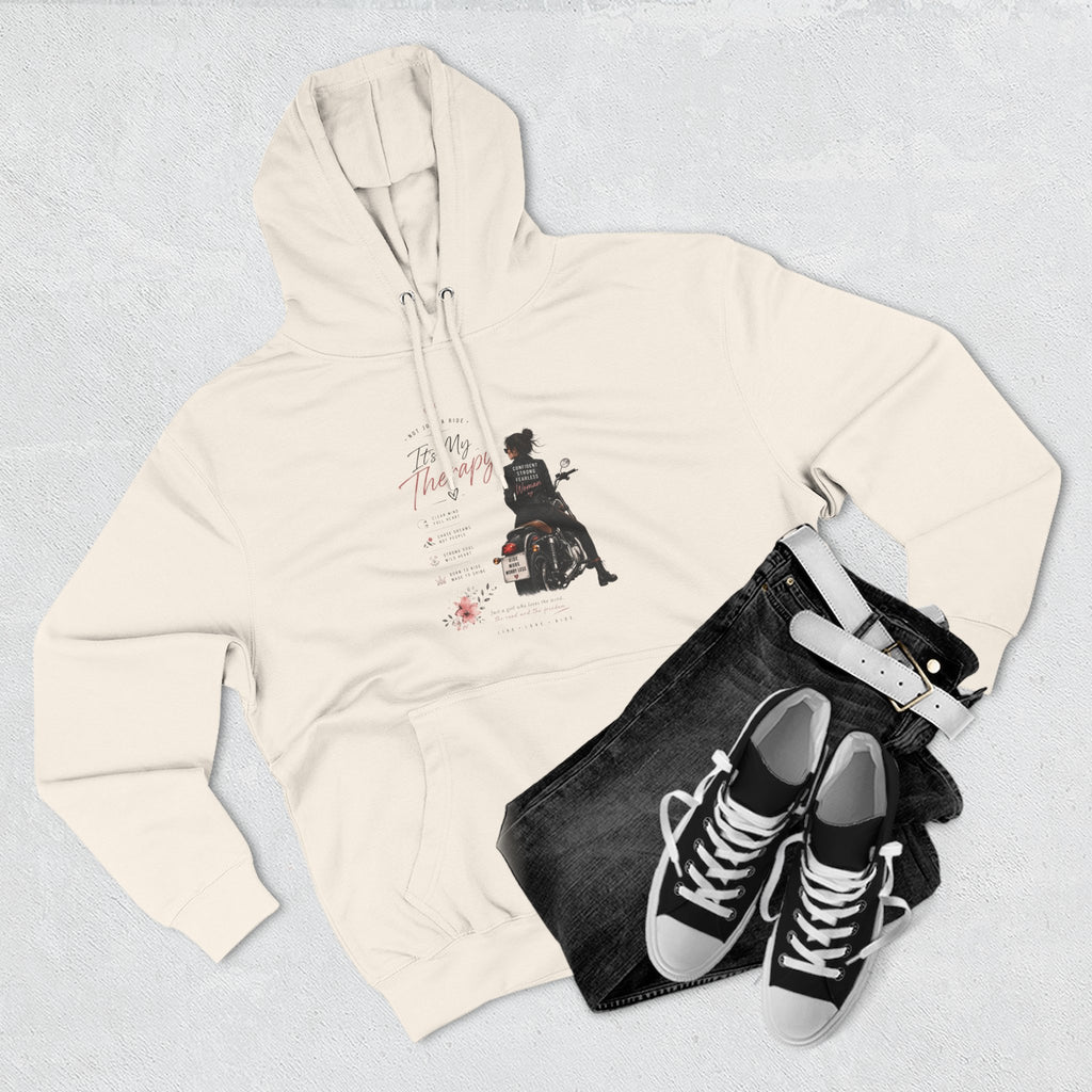 Women's Motorcycle Hoodie, Riding Is My Therapy Sweatshirt, Biker Girl Graphic Pullover, Gift for Female Rider, Cozy Moto Hoodie
