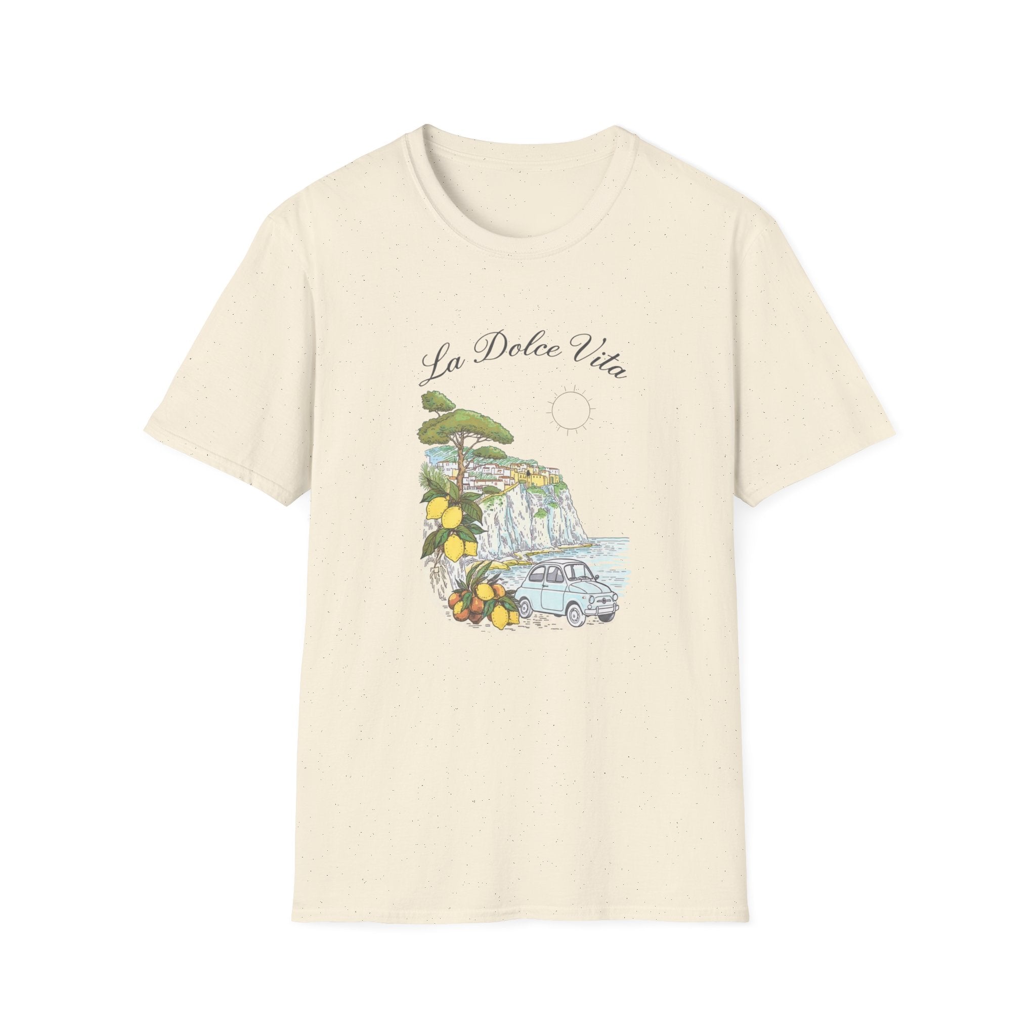 La Dolce Vita T-Shirt | Italian Summer Fiat 500 Lemon Coast Tee | Amalfi Positano Village Shirt | Mediterranean Travel Gift