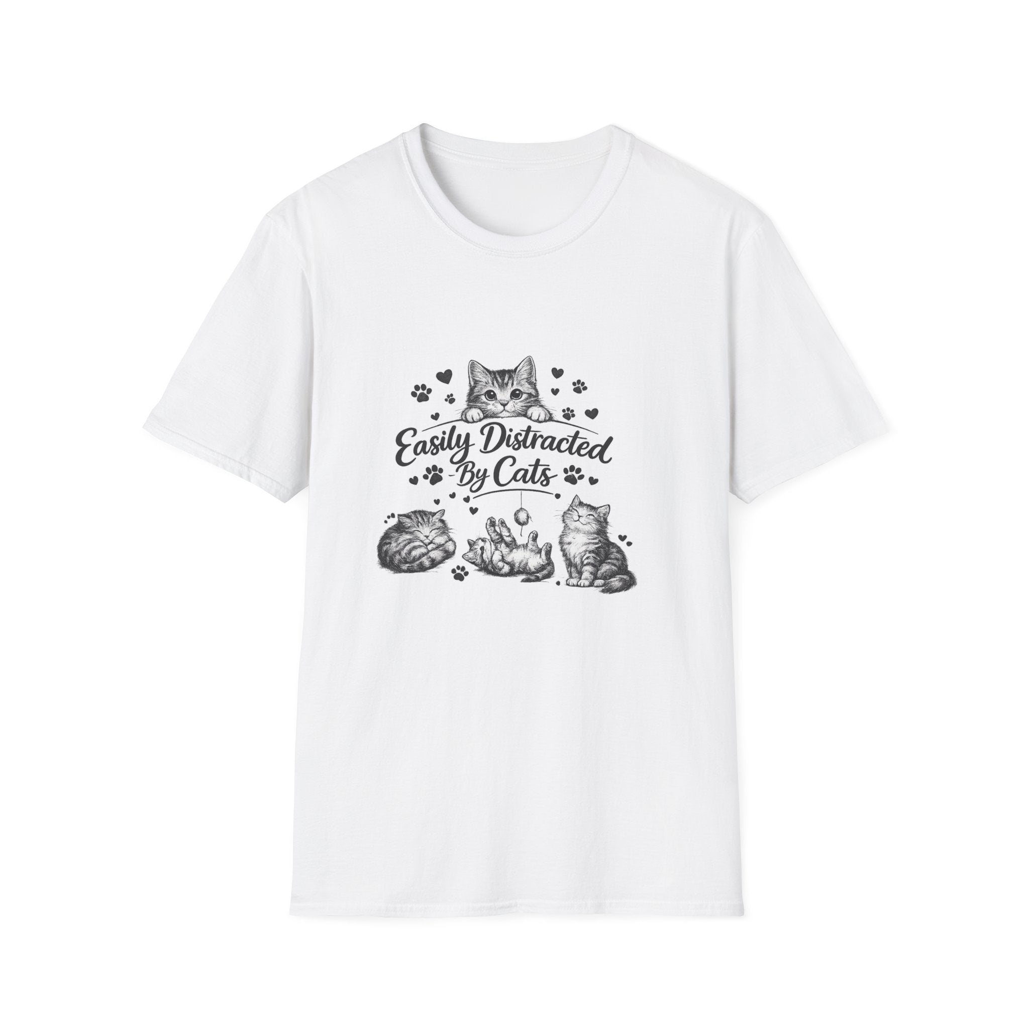Easily Distracted By Cats SVG PNG, Cute Cat Lover Shirt Design, Funny Kitten Digital Download, Cat Mom Sublimation, Hand Drawn Kitty Clipart