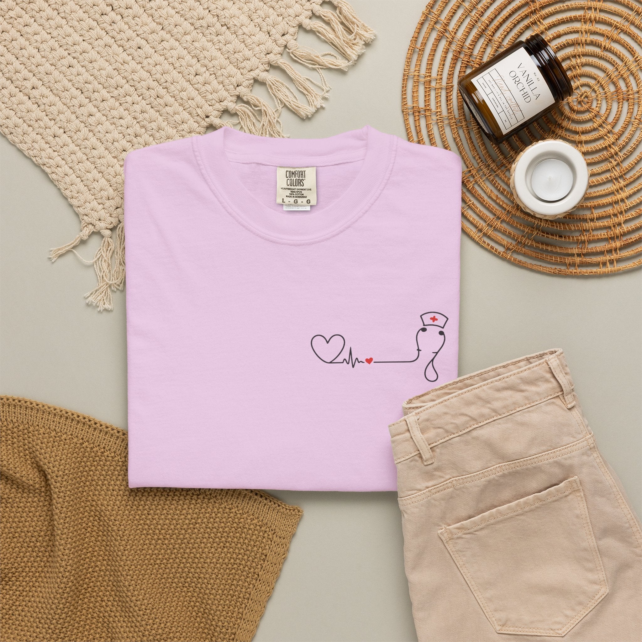 Minimalist Nurse Shirt | Heartbeat EKG Nurse Cap Tee | RN Gift | Nursing Student Gift | Healthcare Worker T-Shirt