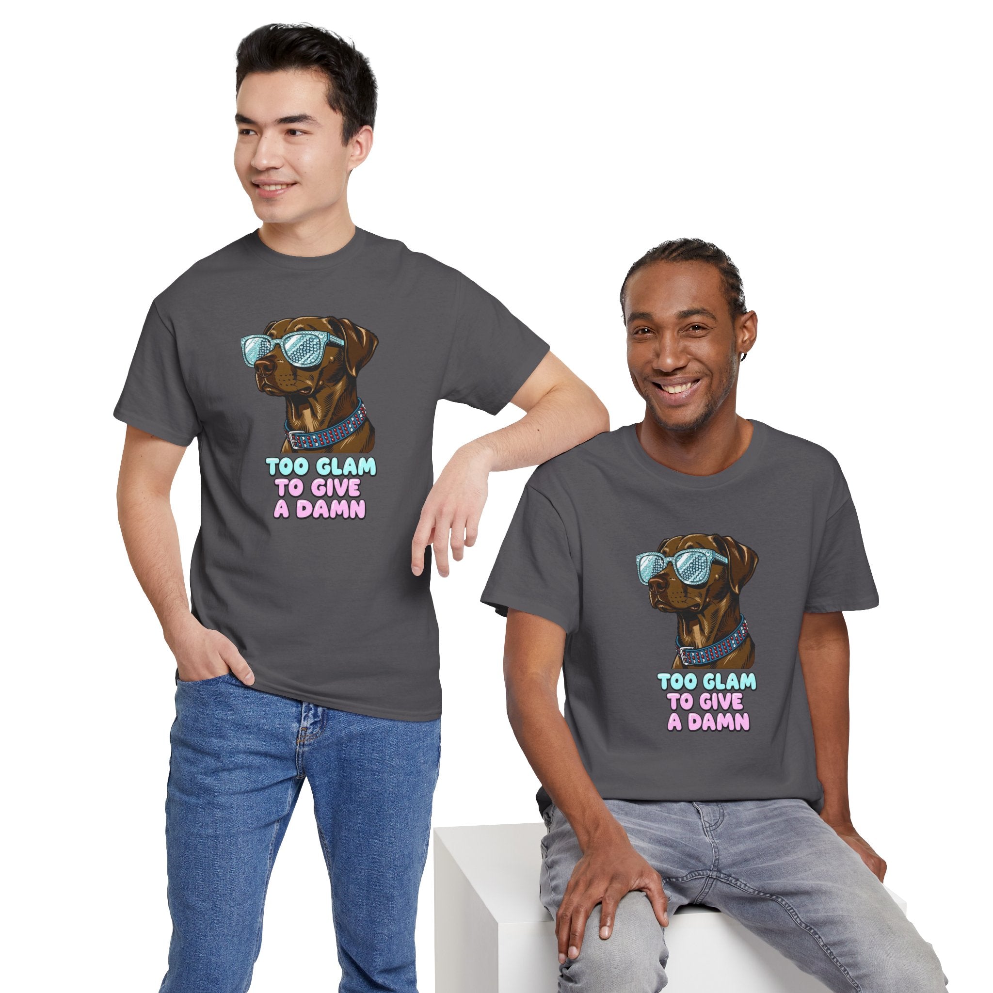 Too Glam to Give a Damn Funny Stylish Dog T-Shirt, Glam Dog Lover Graphic Tee, Cute Sassy Puppy Shirt, Trendy Pet Lover Gift, Unisex Casual