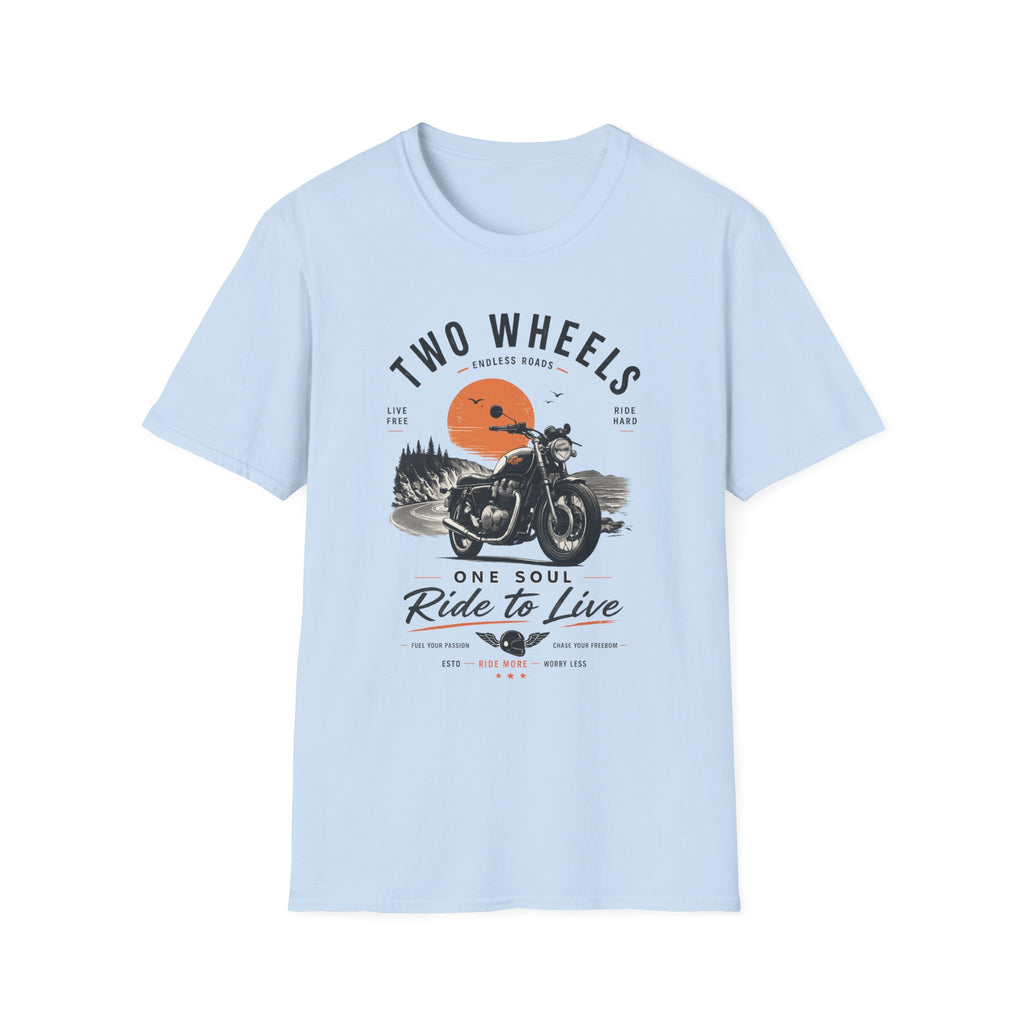 Two Wheels One Soul T-Shirt, Ride to Live Motorcycle Shirt, Biker Graphic Tee, Vintage Moto Rider Gift, Unisex Motorcycle Lover Top