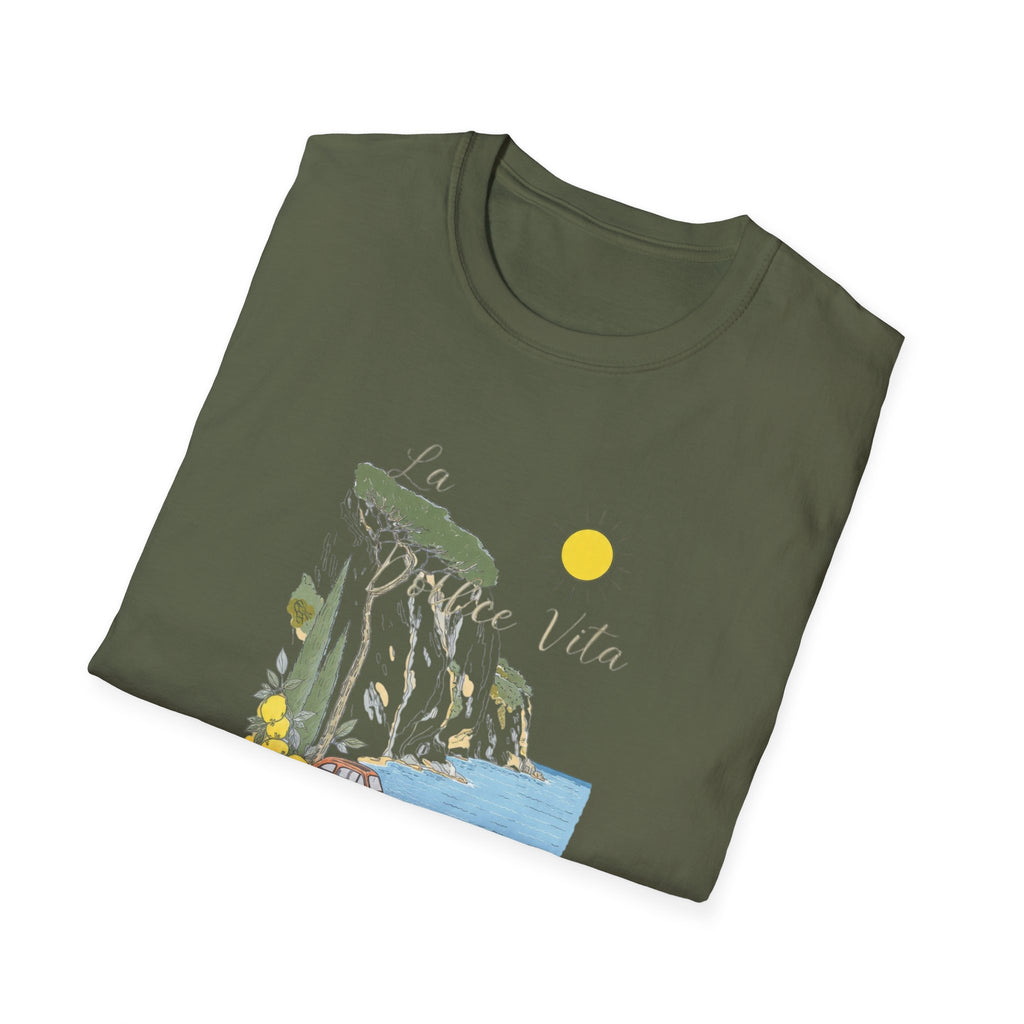 La Dolce Vita T-Shirt | Italian Summer Fiat 500 Lemon Coast Tee | Amalfi Coast Travel Shirt for Women Men | Mediterranean Vacation Gift