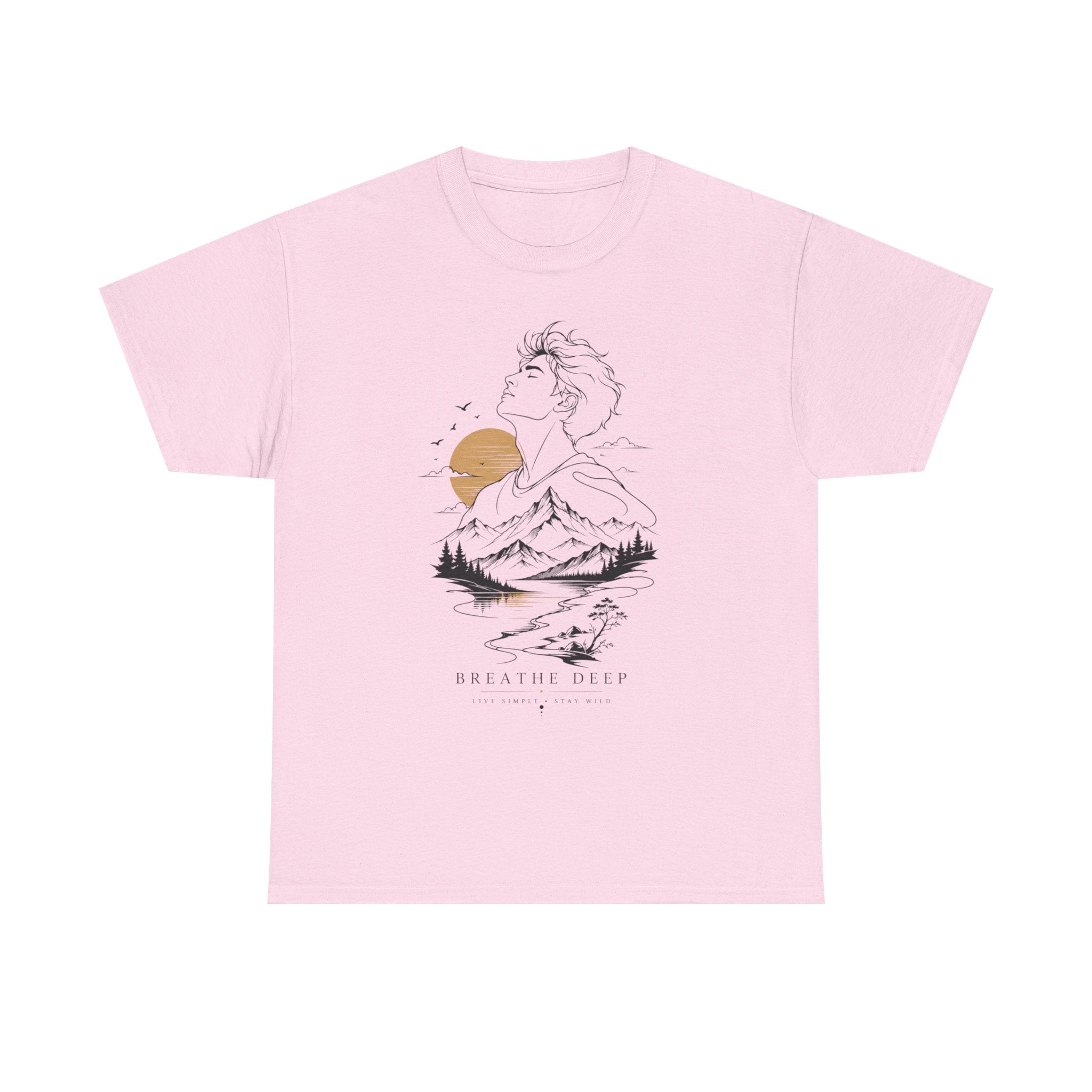 Breathe Deep Mountain Nature T-Shirt, Minimalist Outdoor Graphic Tee, Hiking Lover Shirt, Adventure Aesthetic Tee, Wilderness Nature Gift