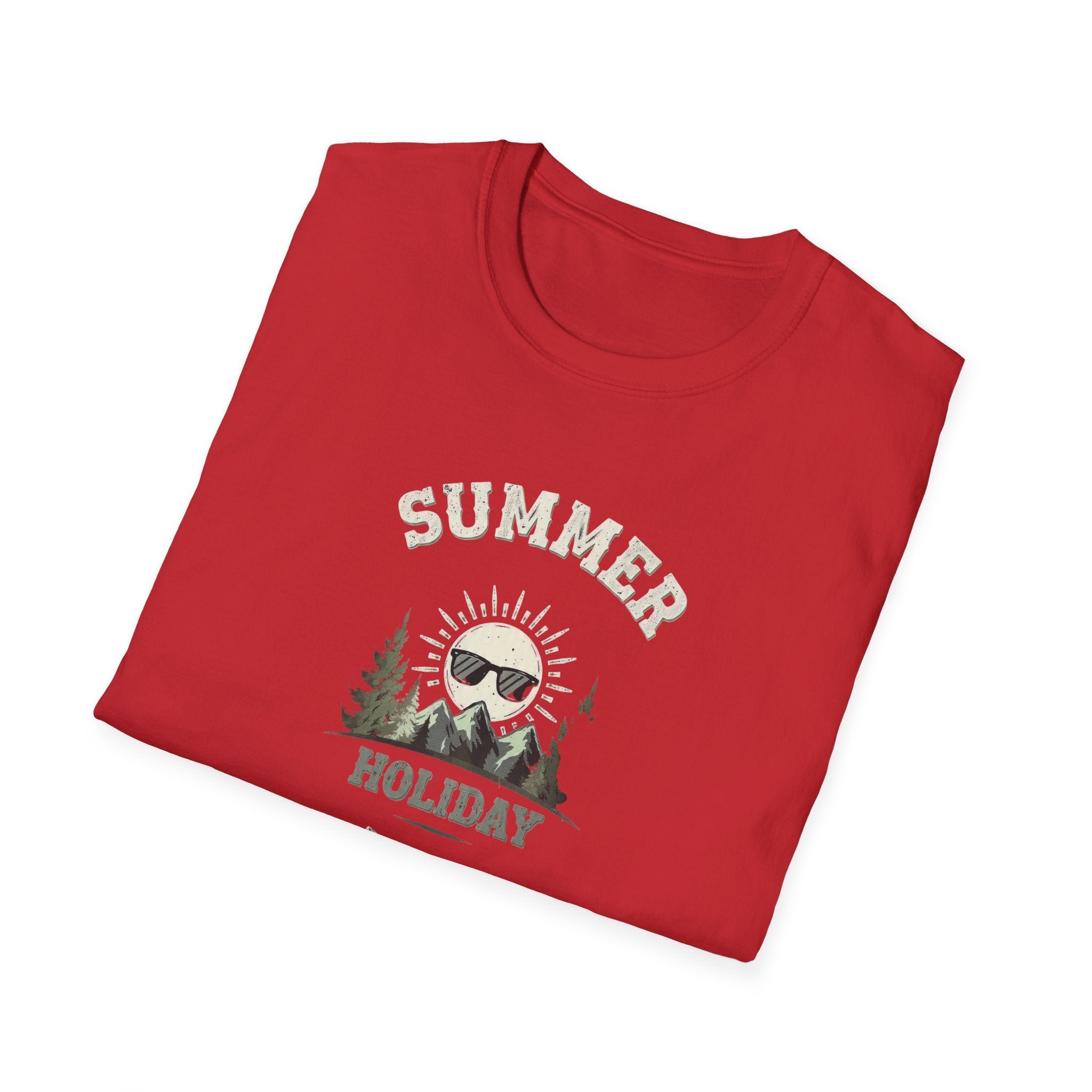 Summer Holiday Mode Activated T-Shirt | Retro Mountain Sun Graphic Tee | Camping Hiking Vacation Shirt for Men Women | Outdoor Adventure Top