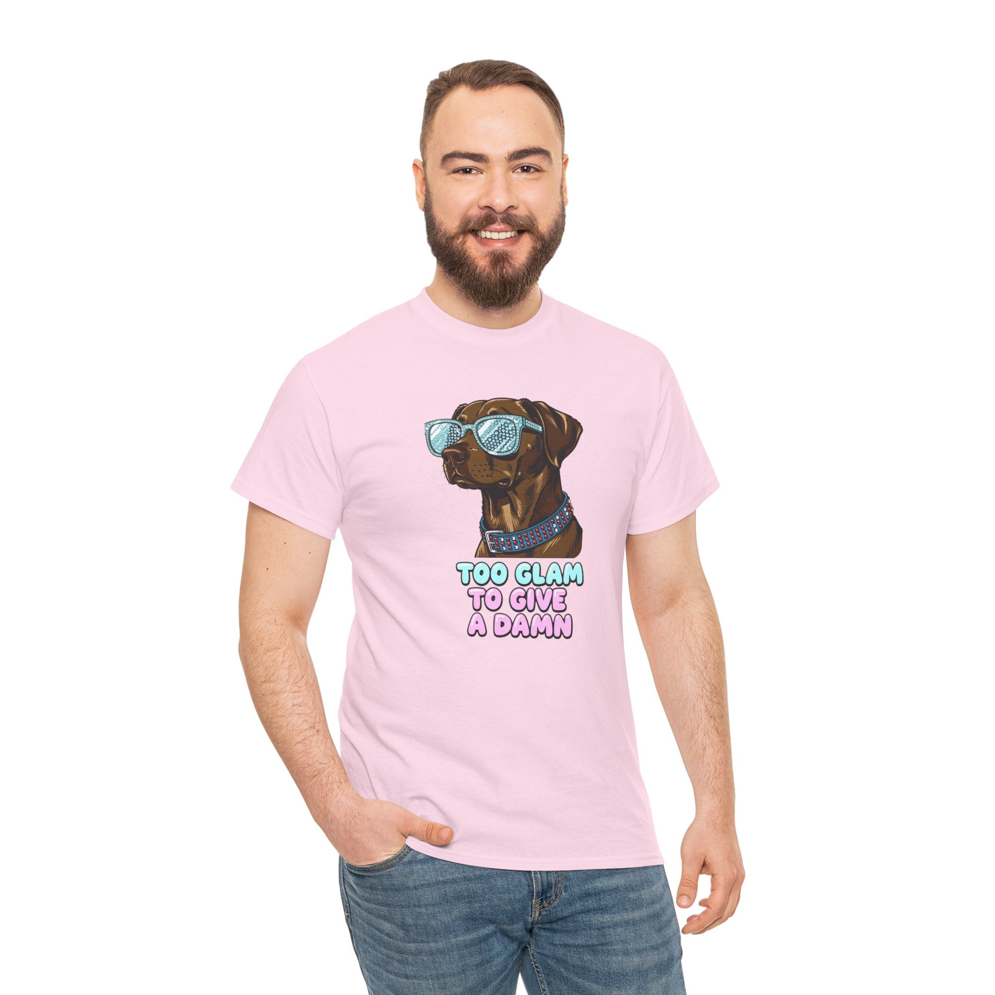 Too Glam to Give a Damn Funny Stylish Dog T-Shirt, Glam Dog Lover Graphic Tee, Cute Sassy Puppy Shirt, Trendy Pet Lover Gift, Unisex Casual
