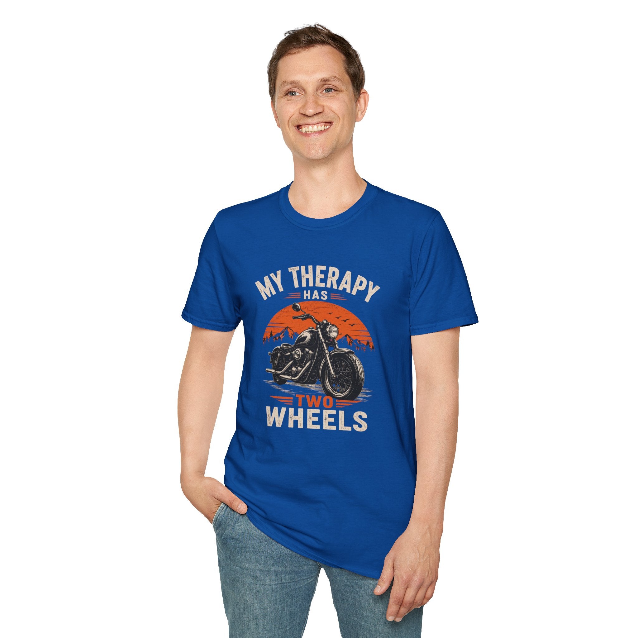 My Therapy Has Two Wheels Shirt, Funny Motorcycle Rider Tee, Biker Graphic T-Shirt, Vintage Motorcycle Shirt, Gift for Biker Men