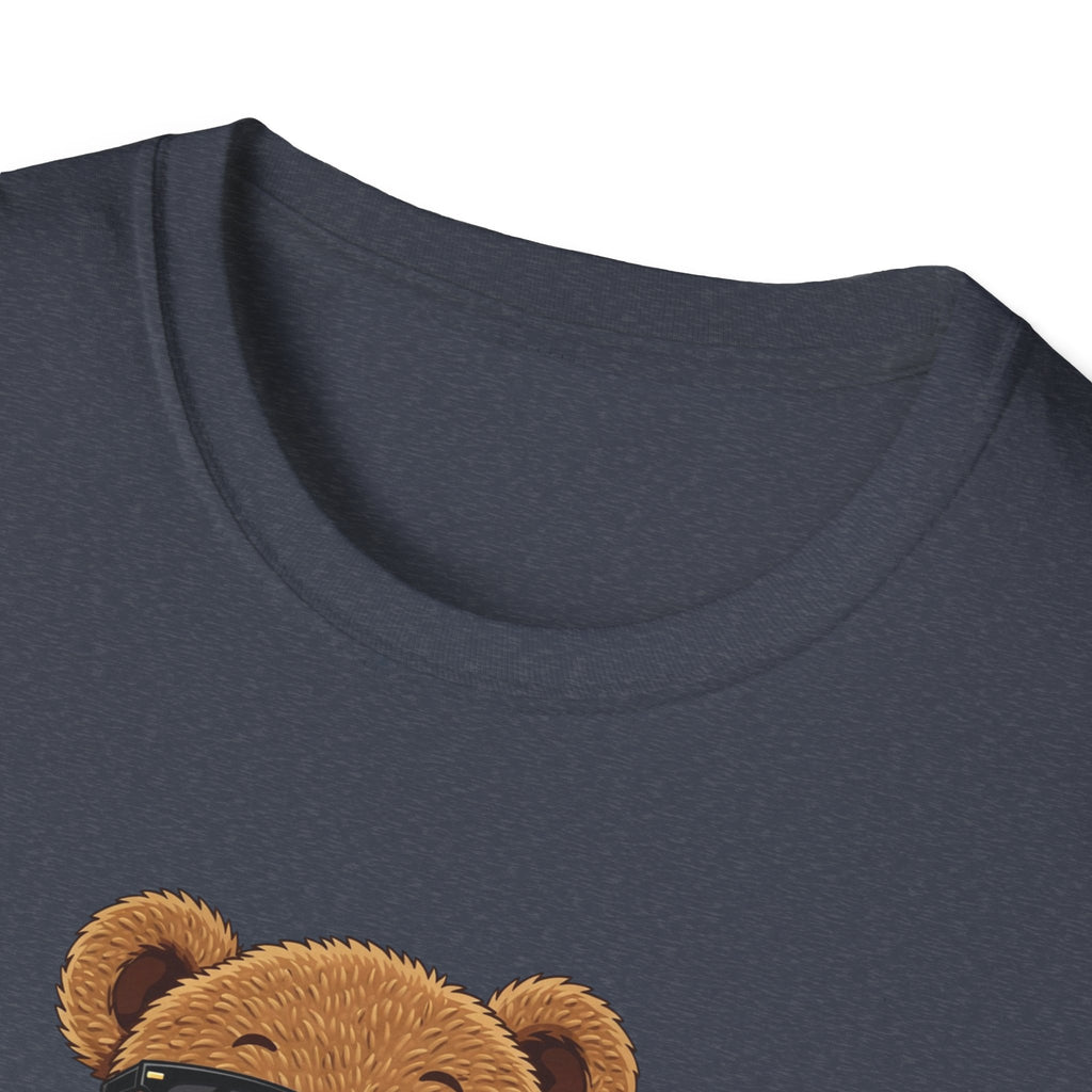 Cute Bear Graphic T-Shirt, Trendy Teddy Bear Shirt, Funny Bear With Boba Tee, Streetwear Animal Tee, Kawaii Bear Gift, Unisex Black Shirt