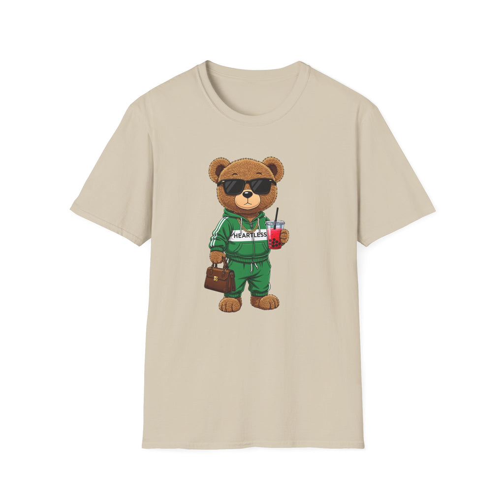 Cute Bear Graphic T-Shirt, Trendy Teddy Bear Shirt, Funny Bear With Boba Tee, Streetwear Animal Tee, Kawaii Bear Gift, Unisex Black Shirt