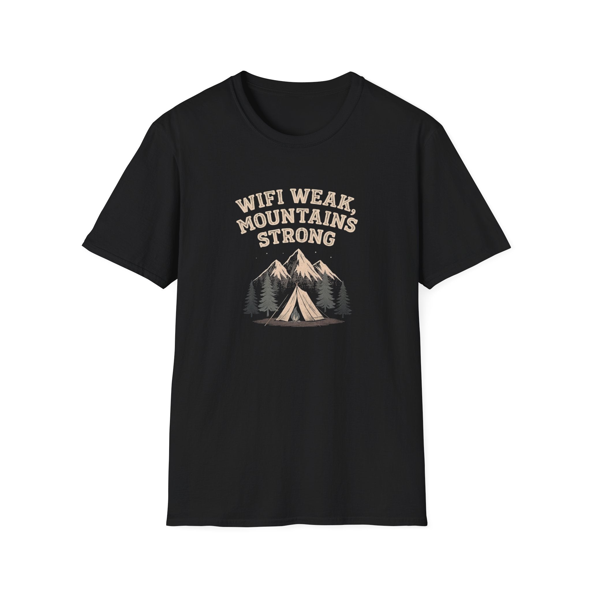 Wifi Weak Mountains Strong T-Shirt, Funny Camping Shirt, Outdoor Hiking Tee, Nature Lover Gift, Unisex Graphic Tee