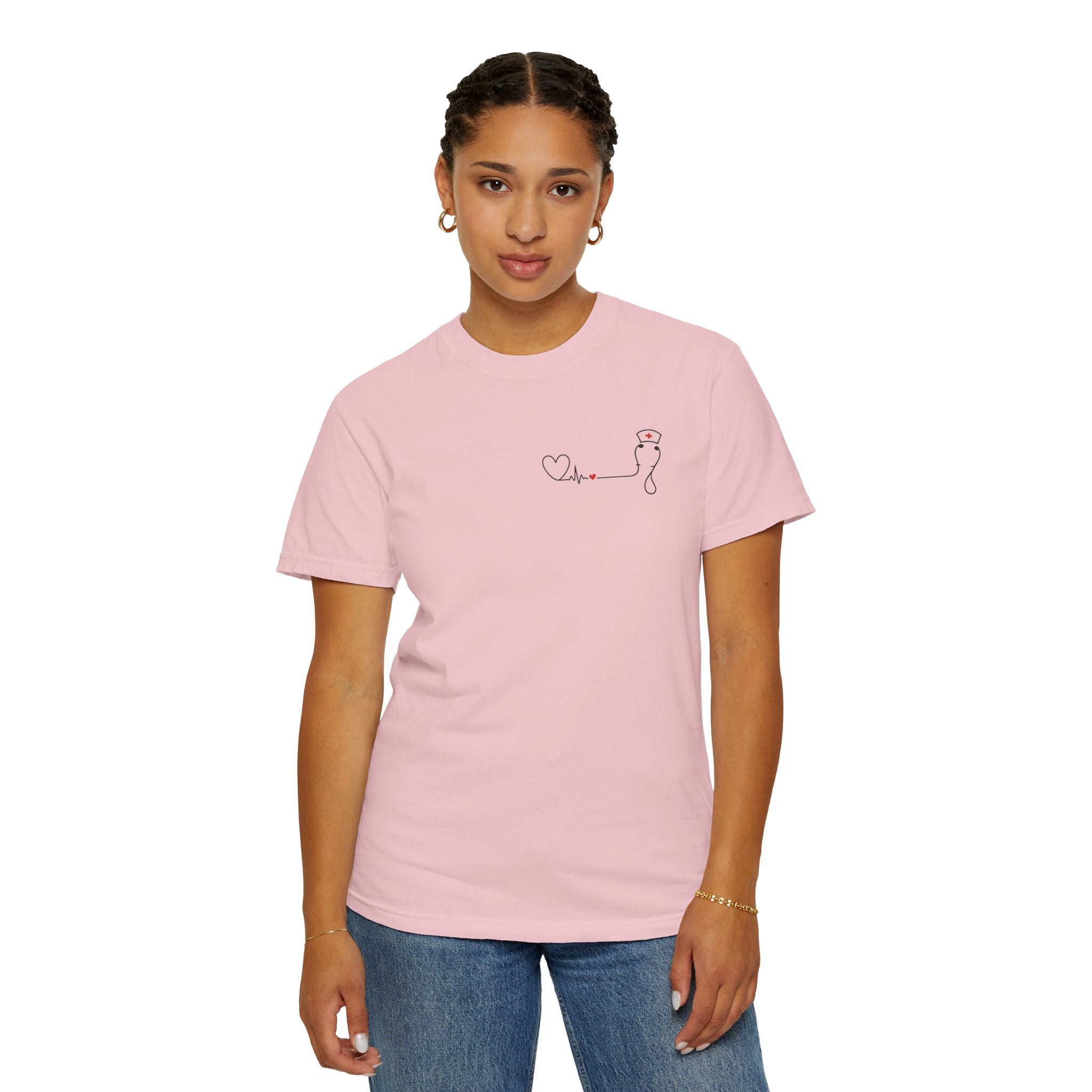 Minimalist Nurse Shirt | Heartbeat EKG Nurse Cap Tee | RN Gift | Nursing Student Gift | Healthcare Worker T-Shirt