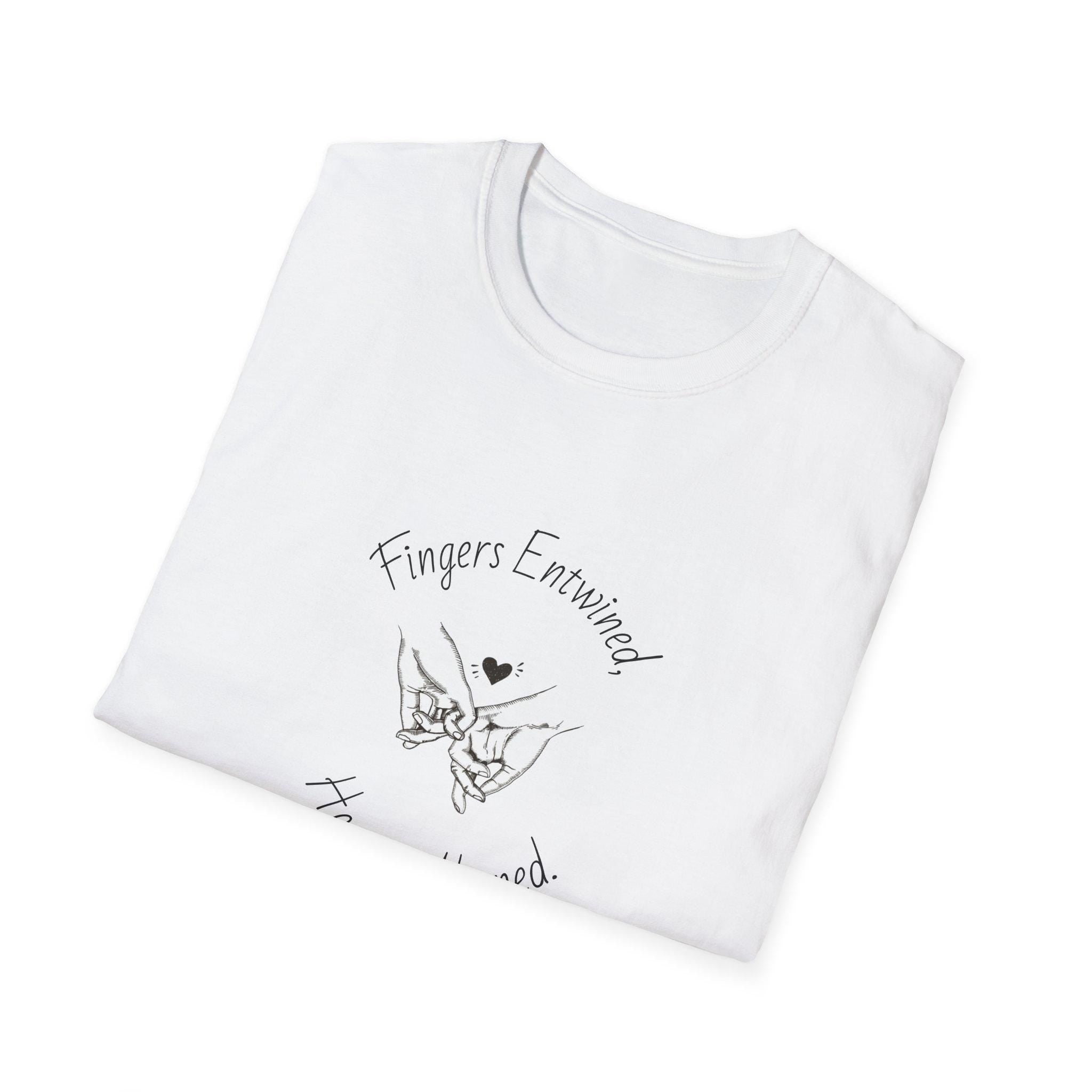 Fingers Entwined T-Shirt, Romantic Couple, Minimalist Sketch Tee, Unisex Cotton Shirt