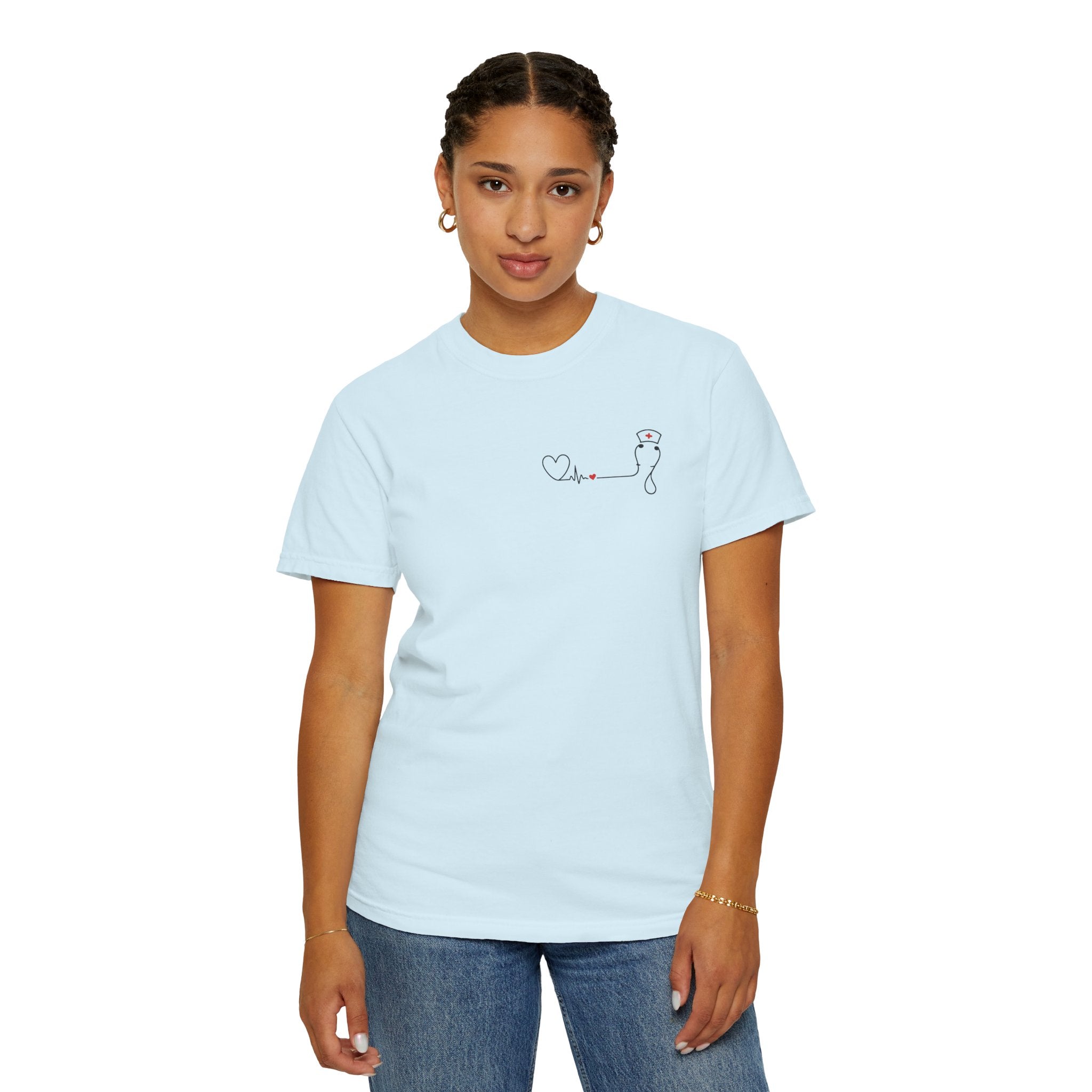 Minimalist Nurse Shirt | Heartbeat EKG Nurse Cap Tee | RN Gift | Nursing Student Gift | Healthcare Worker T-Shirt