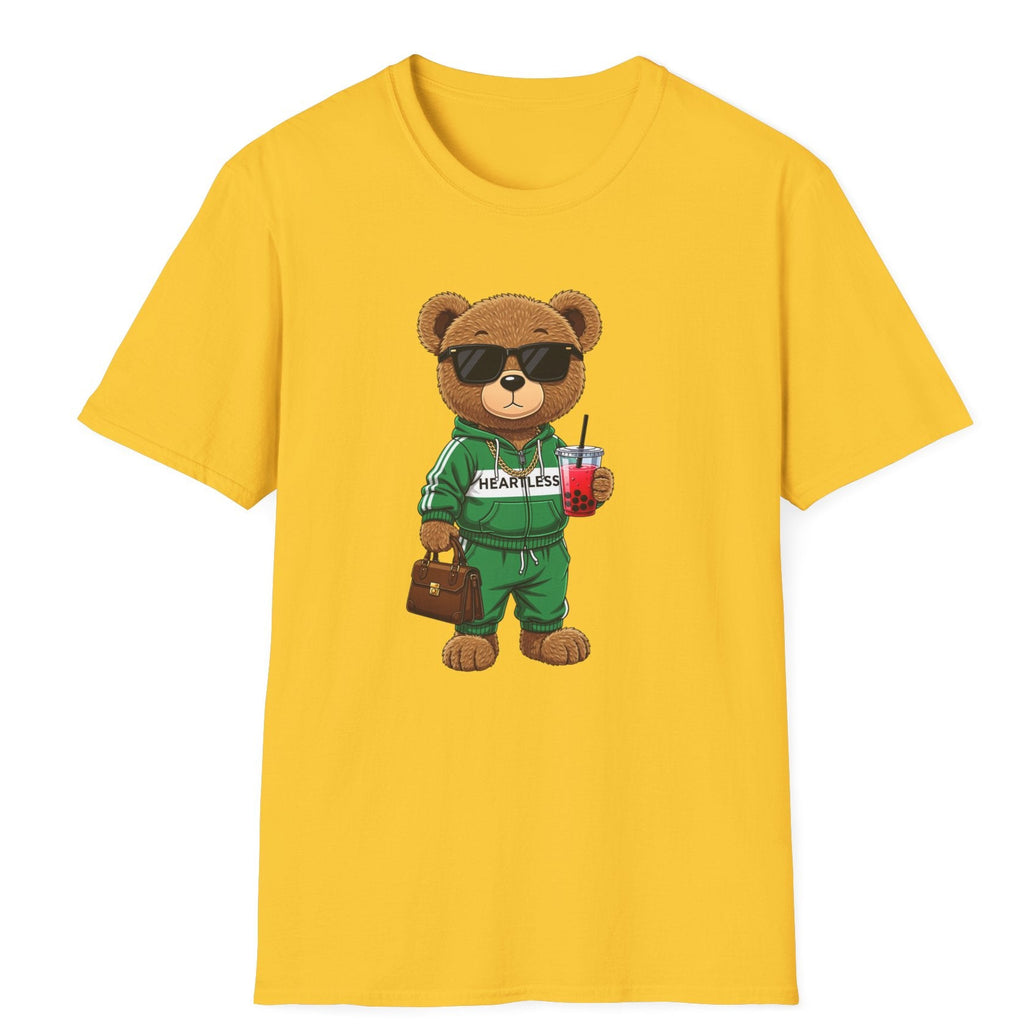 Cute Bear Graphic T-Shirt, Trendy Teddy Bear Shirt, Funny Bear With Boba Tee, Streetwear Animal Tee, Kawaii Bear Gift, Unisex Black Shirt
