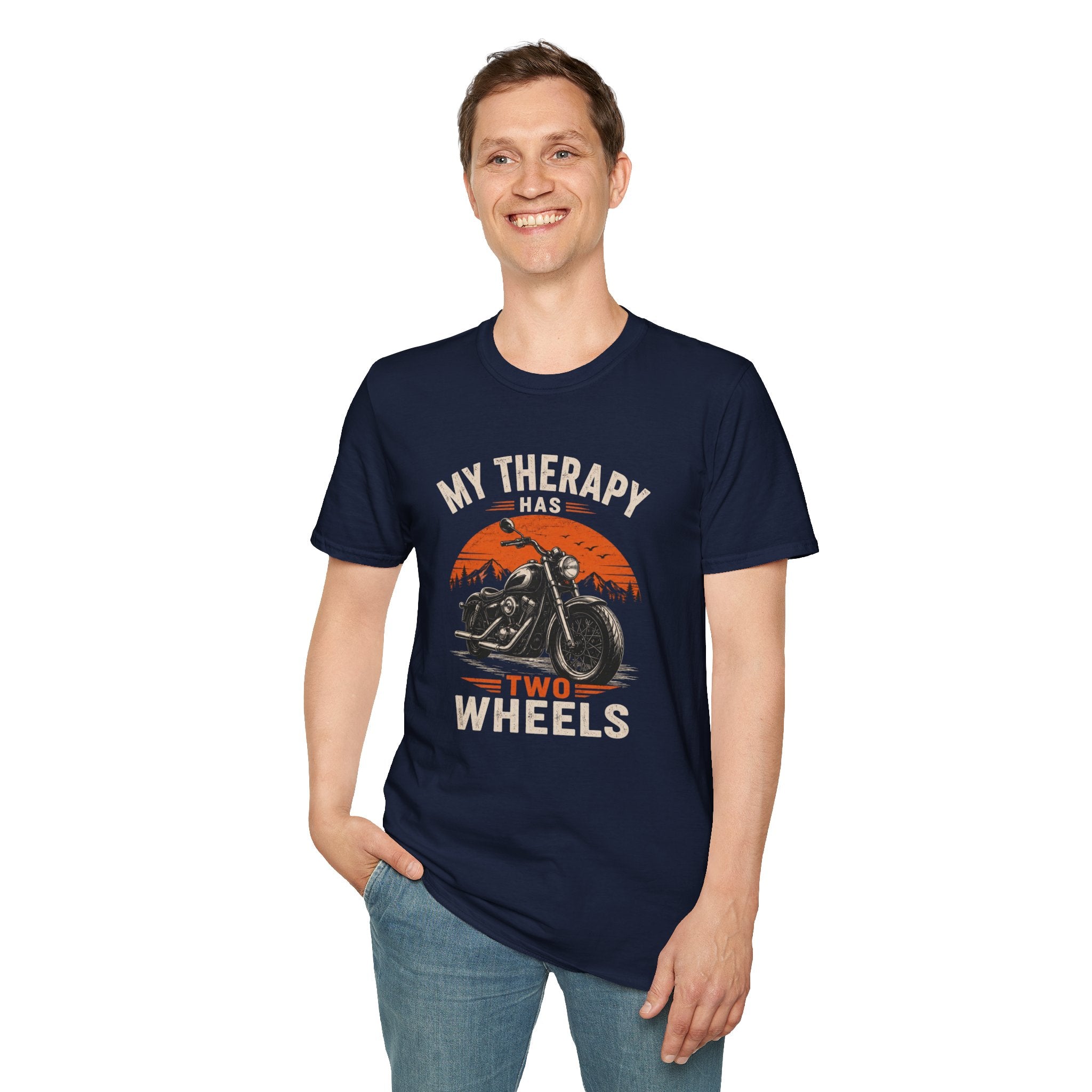 My Therapy Has Two Wheels Shirt, Funny Motorcycle Rider Tee, Biker Graphic T-Shirt, Vintage Motorcycle Shirt, Gift for Biker Men