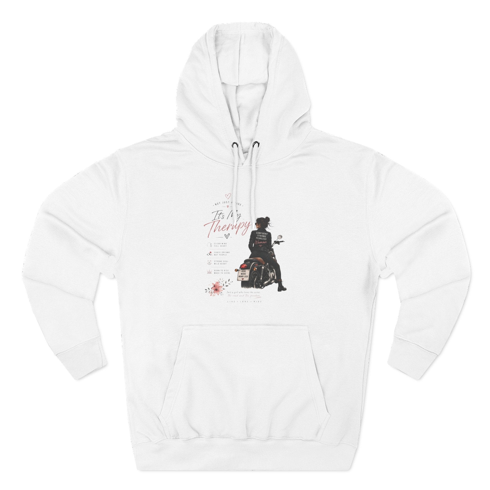 Women's Motorcycle Hoodie, Riding Is My Therapy Sweatshirt, Biker Girl Graphic Pullover, Gift for Female Rider, Cozy Moto Hoodie