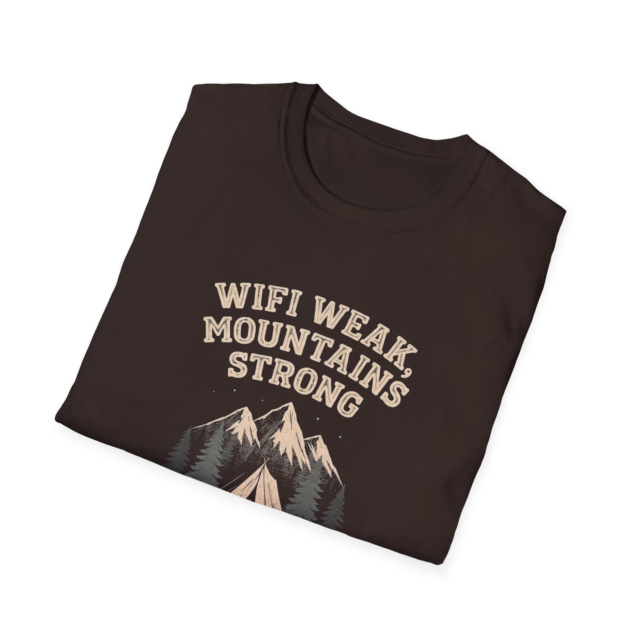 Wifi Weak Mountains Strong T-Shirt, Funny Camping Shirt, Outdoor Hiking Tee, Nature Lover Gift, Unisex Graphic Tee